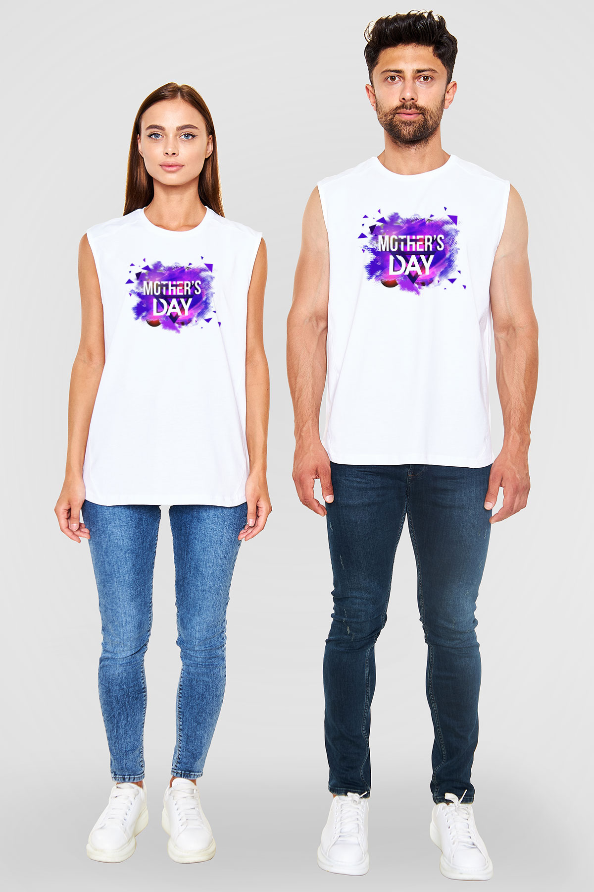 Anneler Günü Beyaz Unisex Kolsuz Tişört
