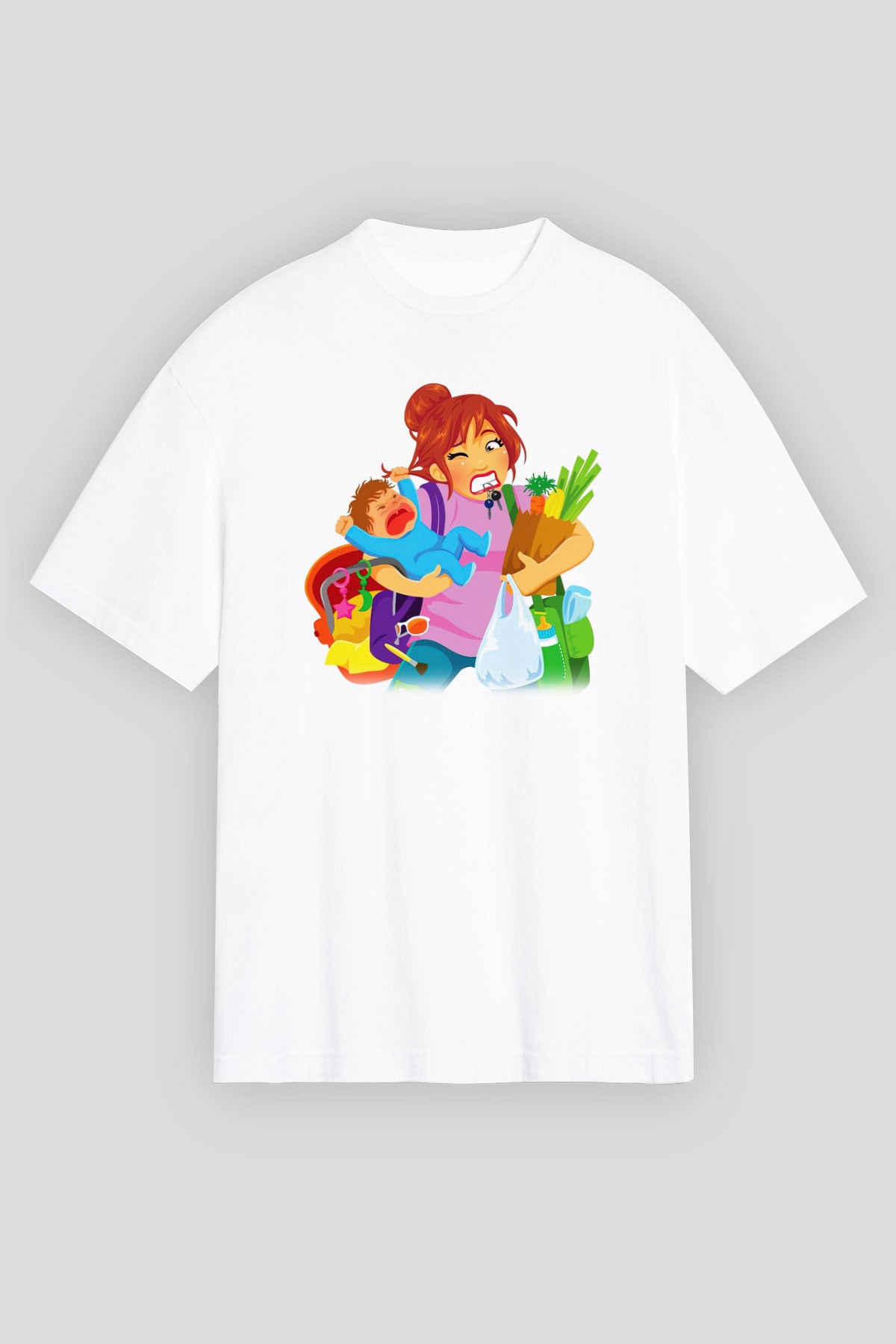 Anneler Günü Beyaz Unisex Oversize Tişört T-Shirt