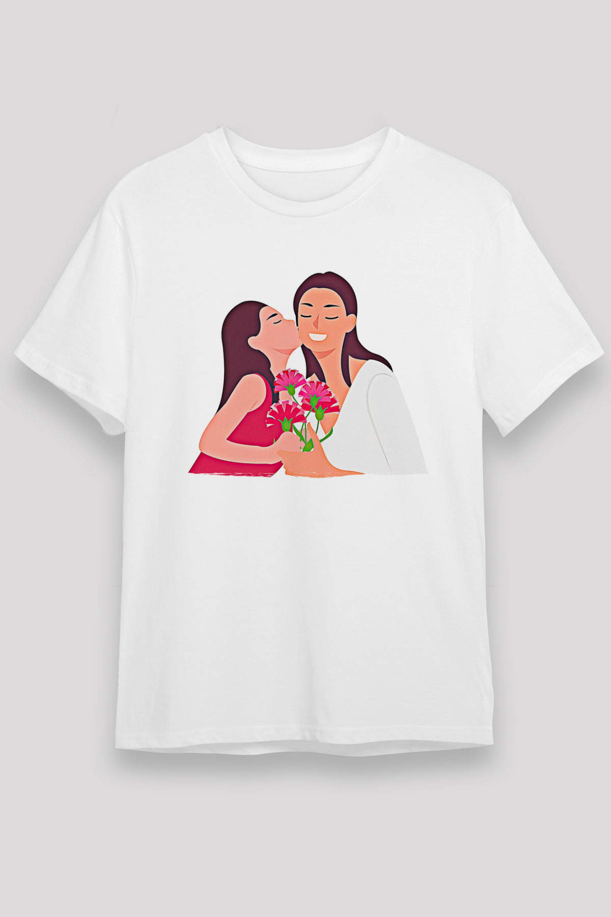 Anneler Günü Unisex Baskılı Beyaz Tişört - Tshirt