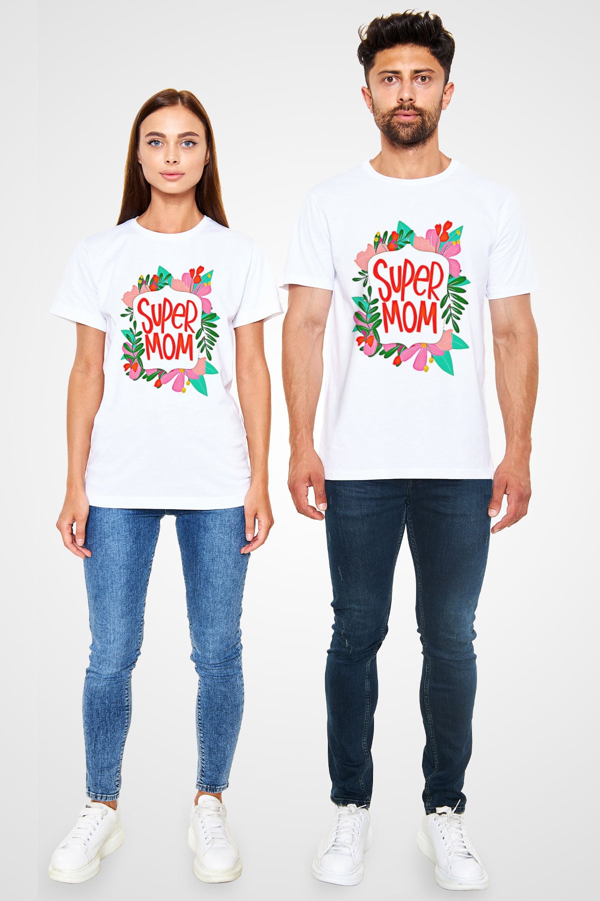 Anneler Günü Unisex Baskılı Beyaz Tişört - Tshirt