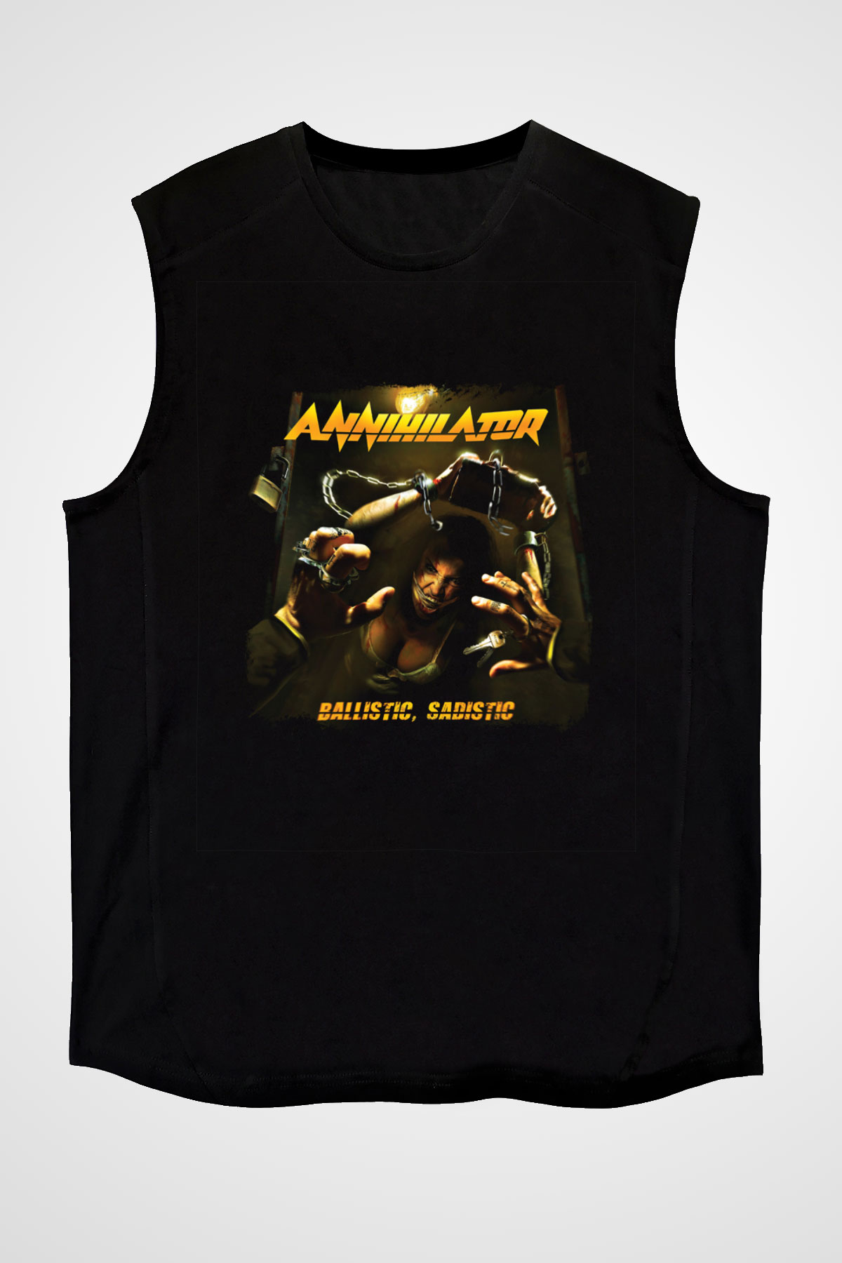 Annihilator Baskılı Unisex Siyah Kolsuz Tişört