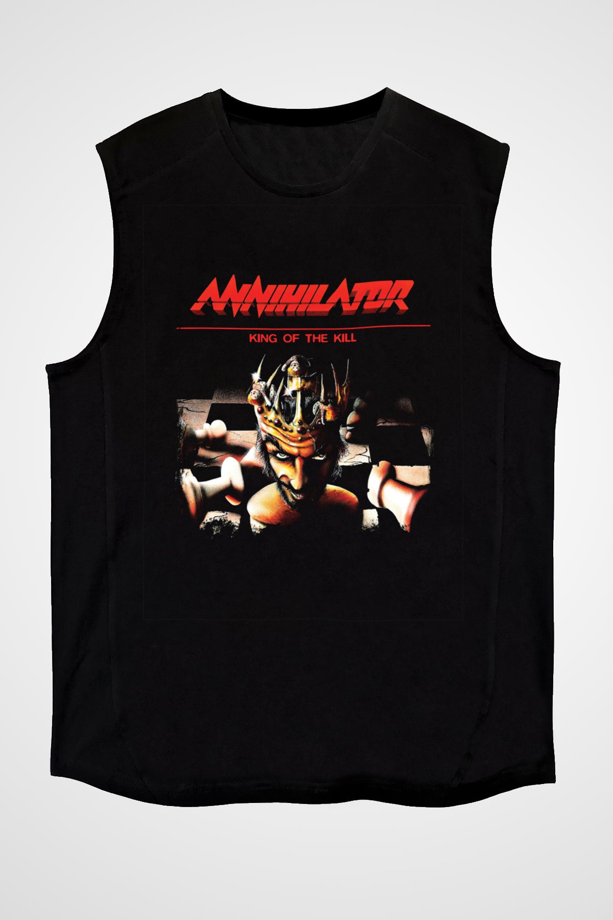 Annihilator Baskılı Unisex Siyah Kolsuz Tişört