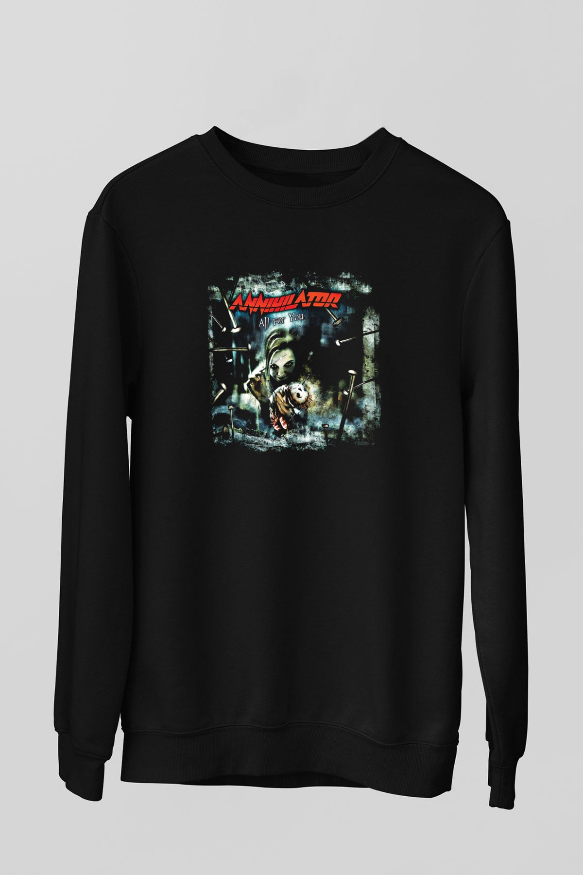 Annihilator Baskılı Unisex Siyah Sweatshirt