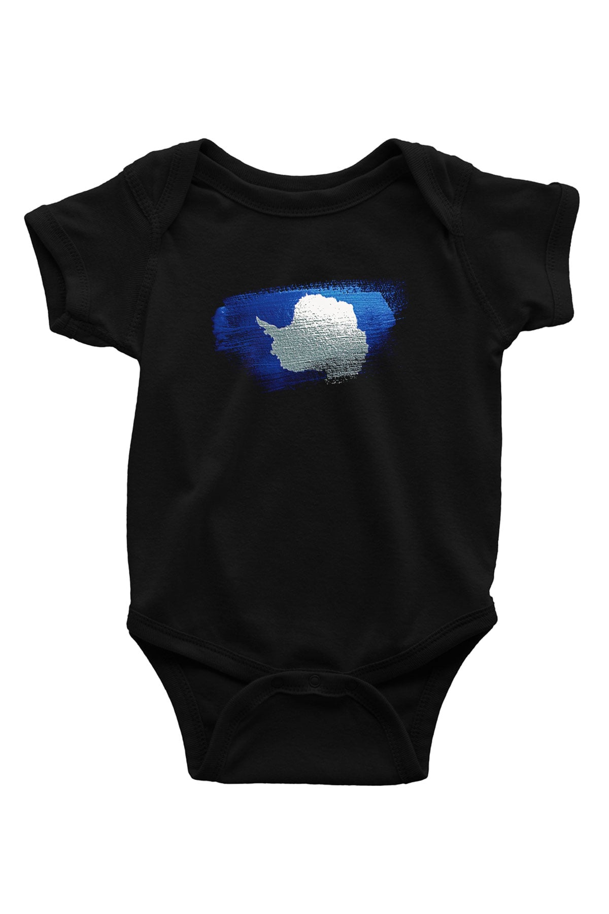 Antartika - Antarctica Bayrağı Baskılı Unisex Siyah Bebek Body - Zıbın