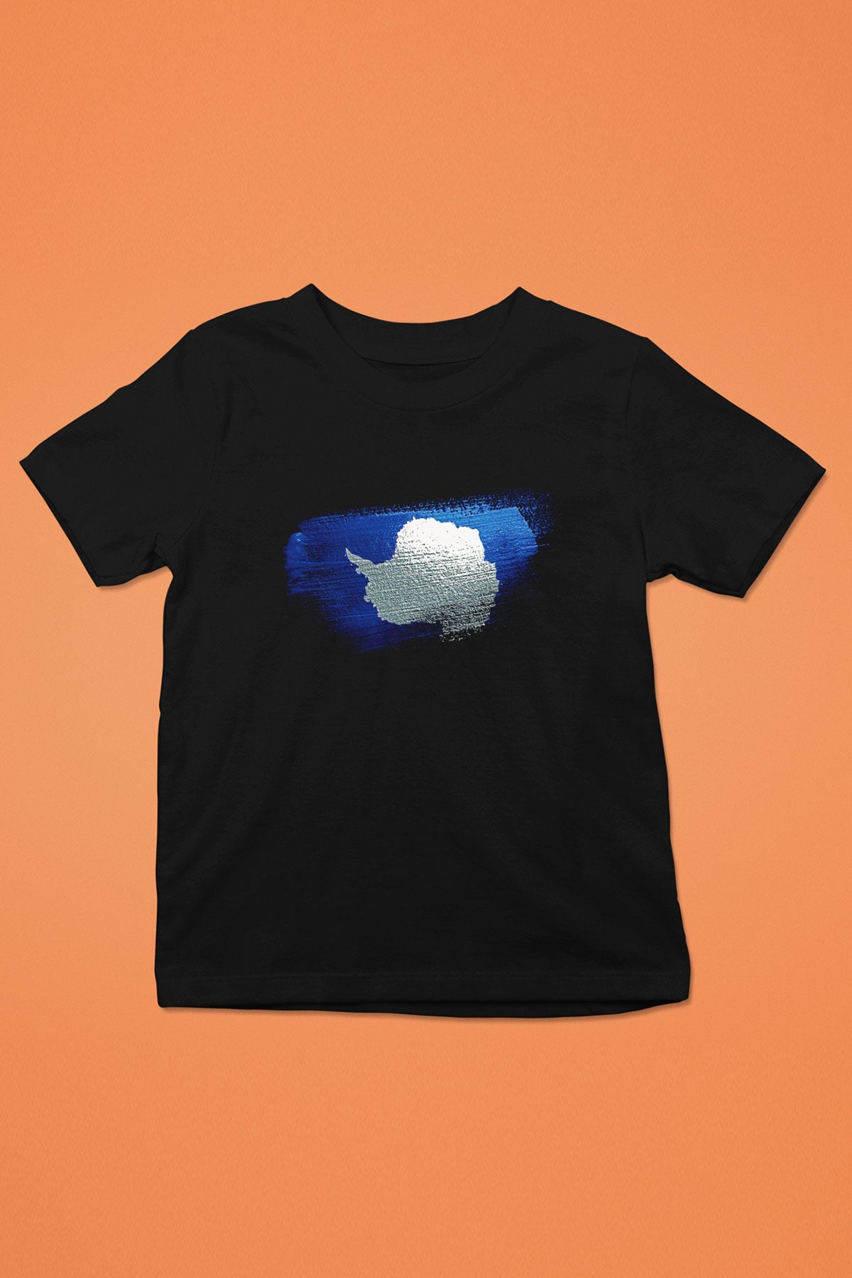 Antartika - Antarctica Bayrağı Baskılı Unisex Siyah Çocuk Tişörtü
