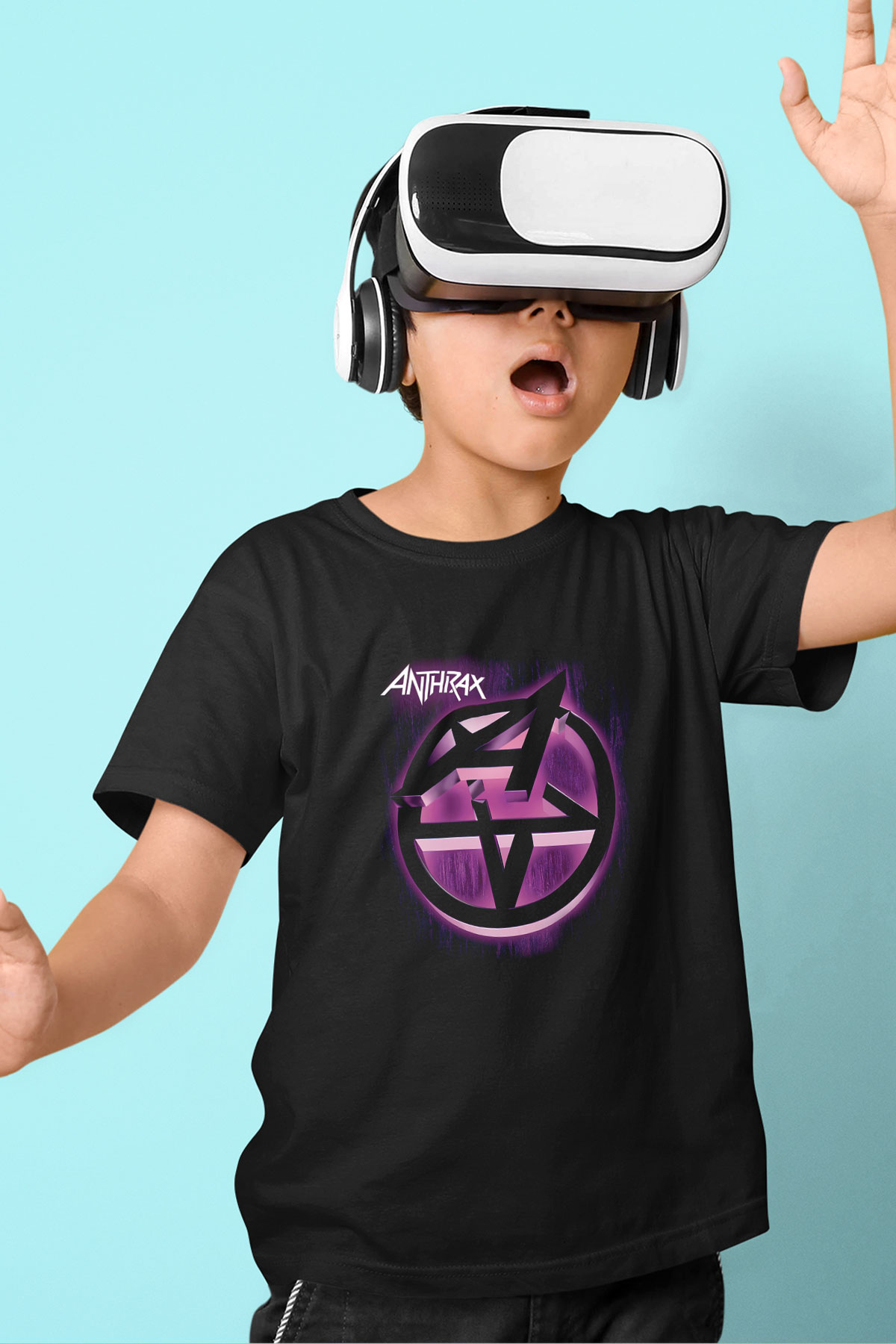 Anthrax Baskılı Siyah Unisex Çocuk Tişört