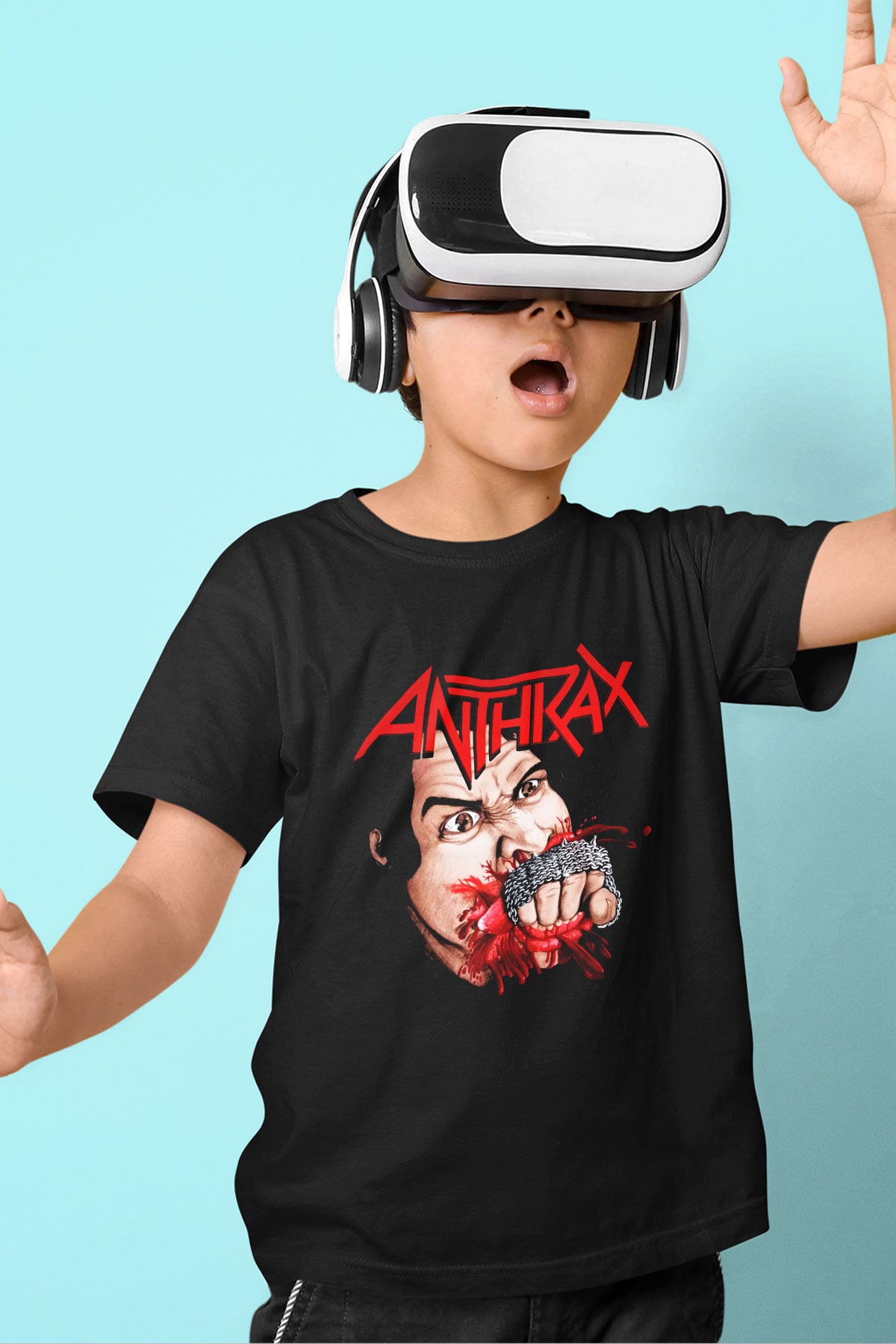 Anthrax Baskılı Siyah Unisex Çocuk Tişört