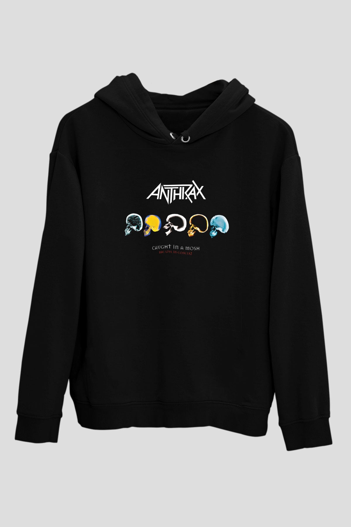 Anthrax Baskılı Unisex Siyah Hoodie