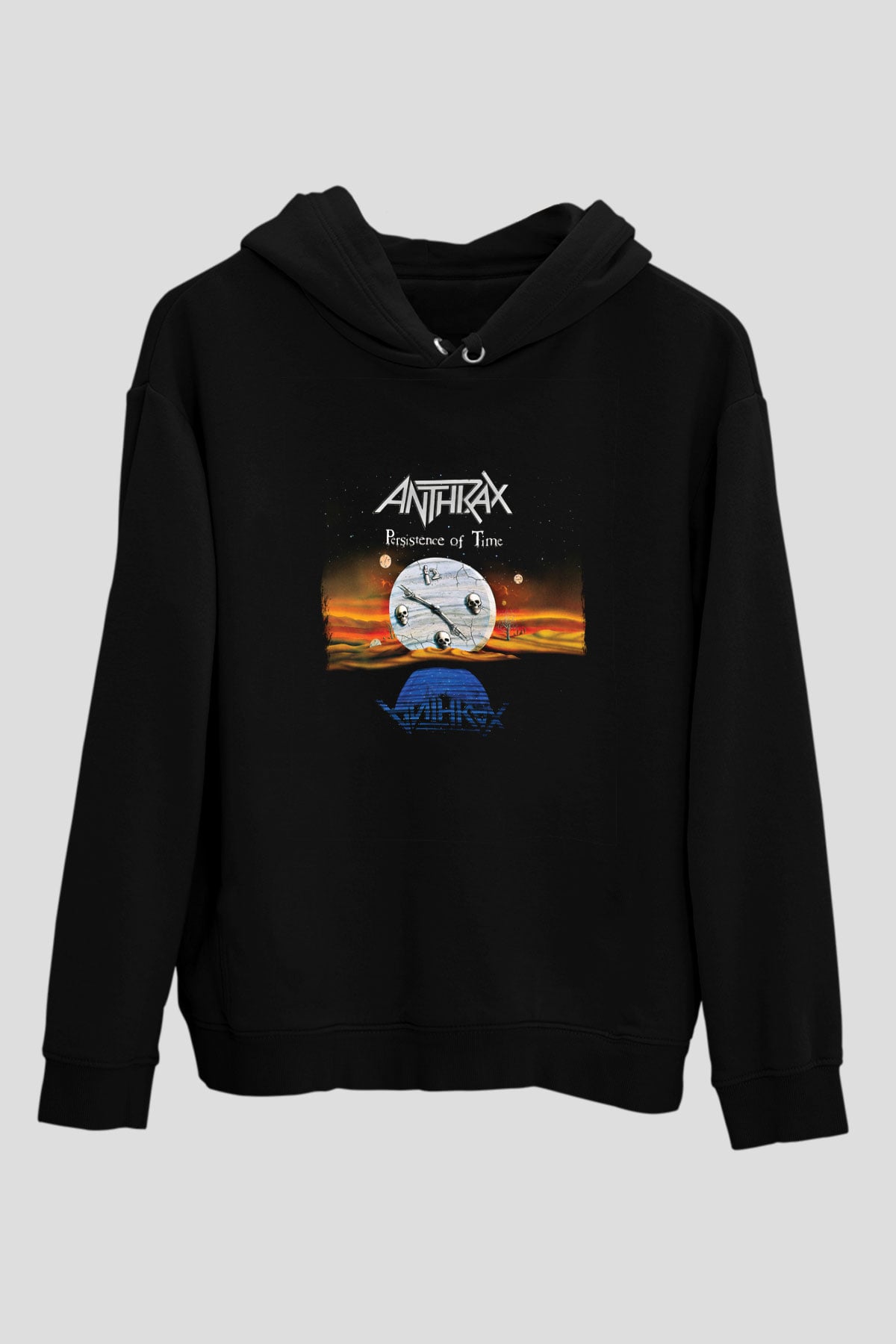 Anthrax Baskılı Unisex Siyah Hoodie