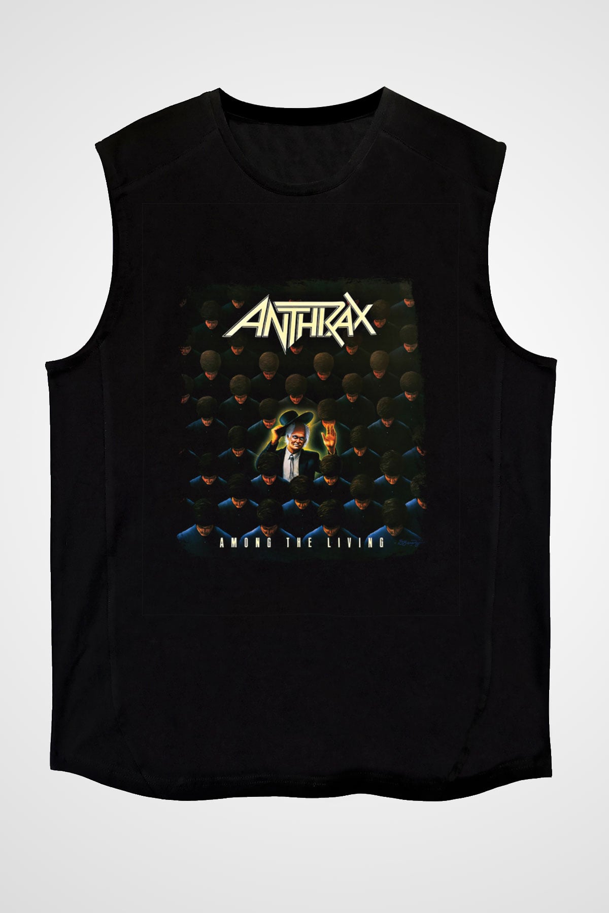 Anthrax Baskılı Unisex Siyah Kolsuz Tişört