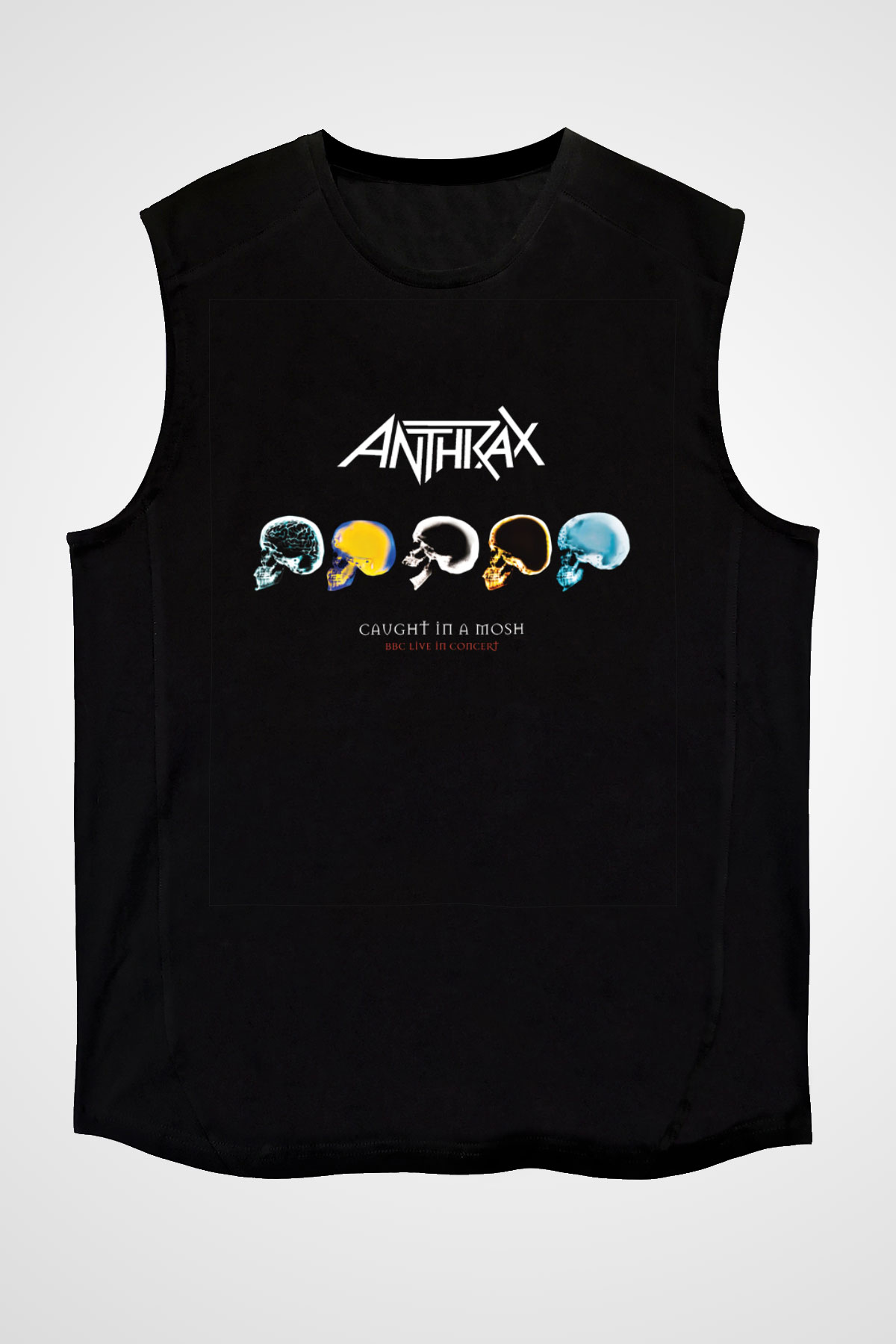 Anthrax Baskılı Unisex Siyah Kolsuz Tişört