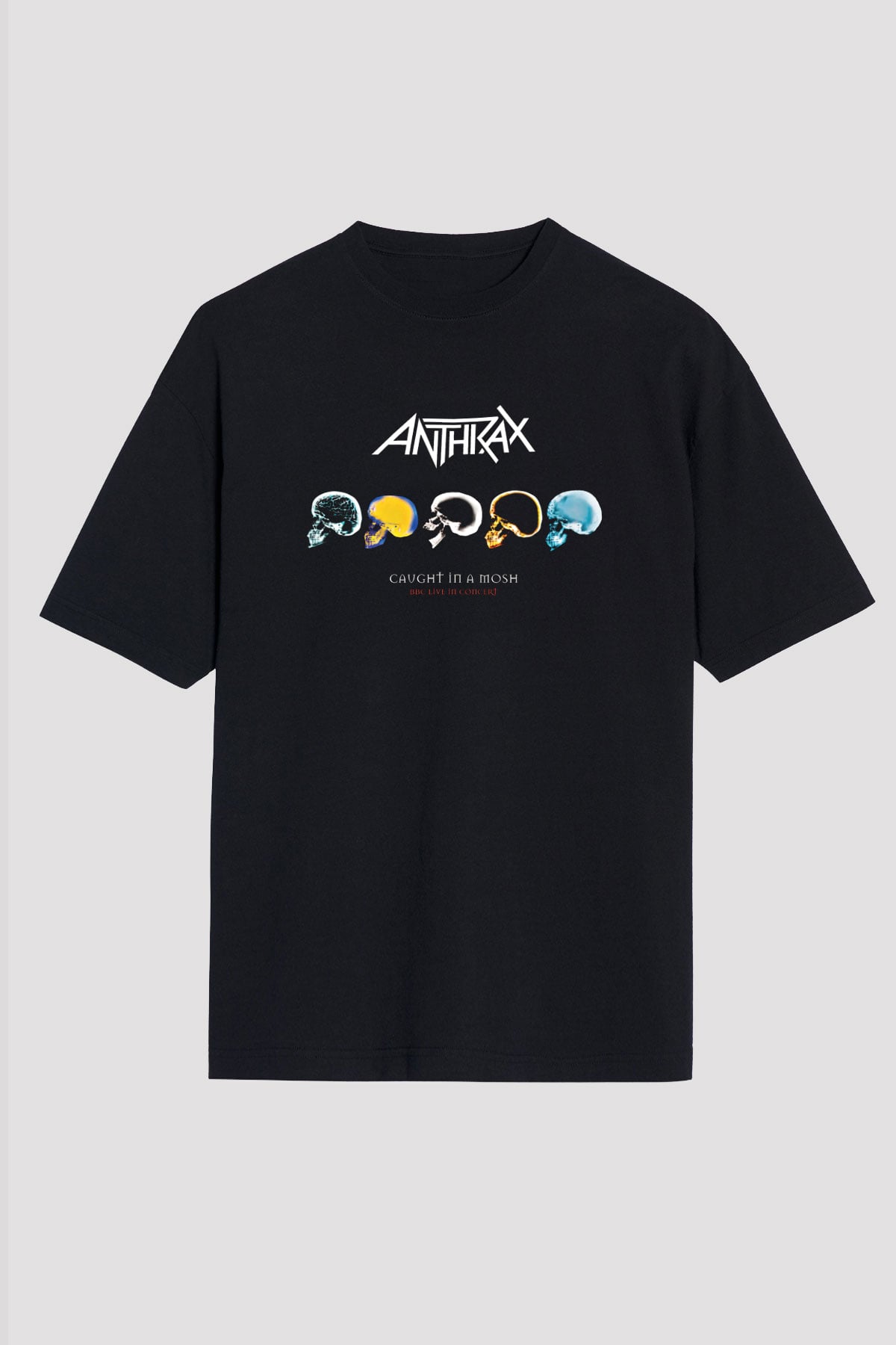 Anthrax Baskılı Unisex Siyah Oversize Tişört