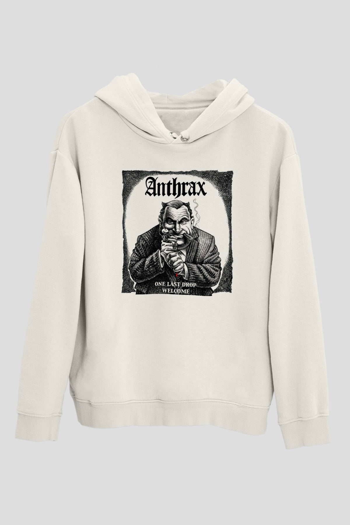 Anthrax Beyaz Unisex Kapşonlu Sweatshirt