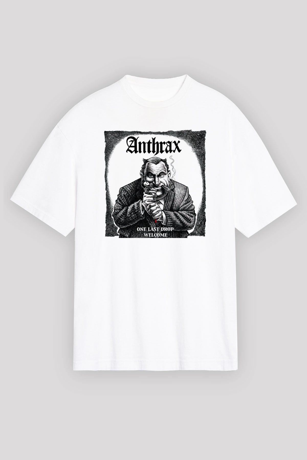 Anthrax Beyaz Unisex Oversize Tişört T-Shirt
