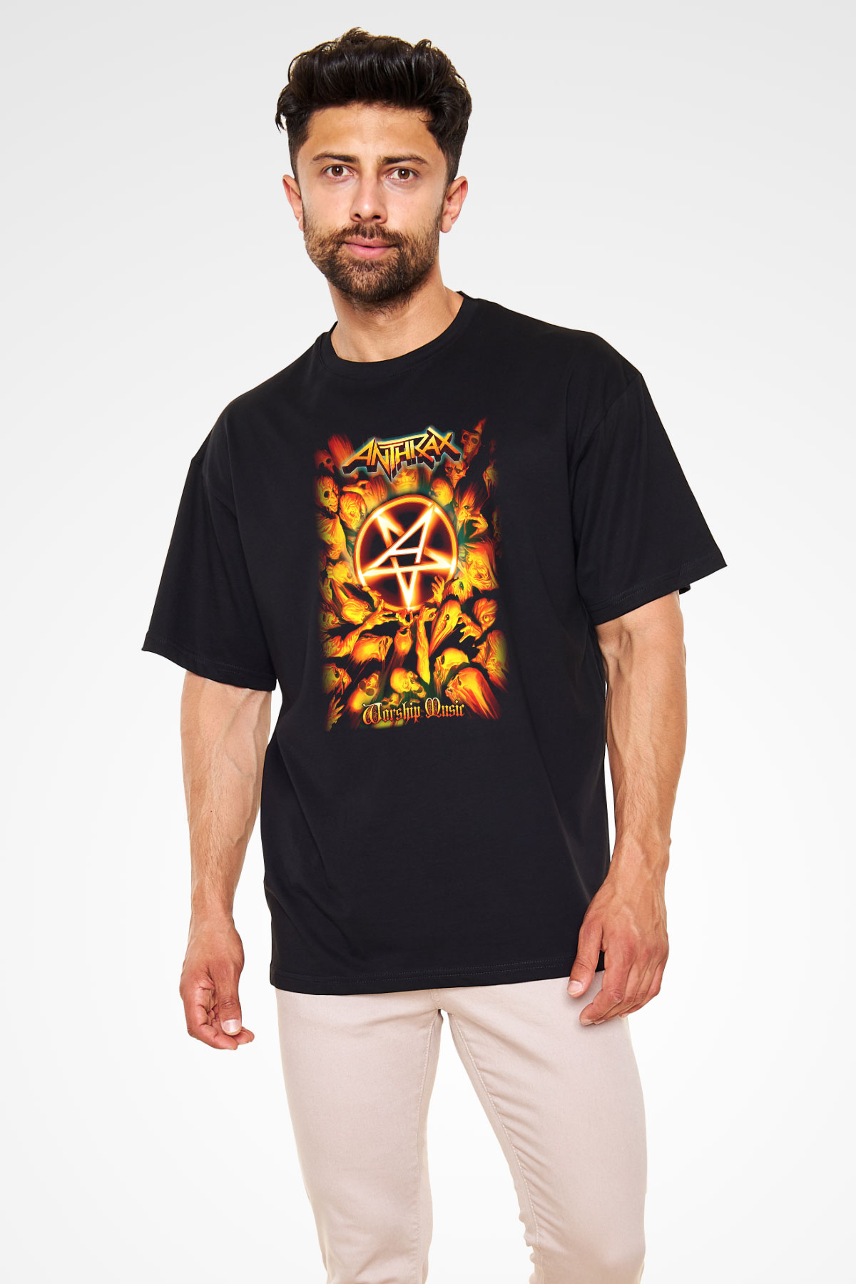 Anthrax Siyah Unisex Oversize Tişört T-Shirt