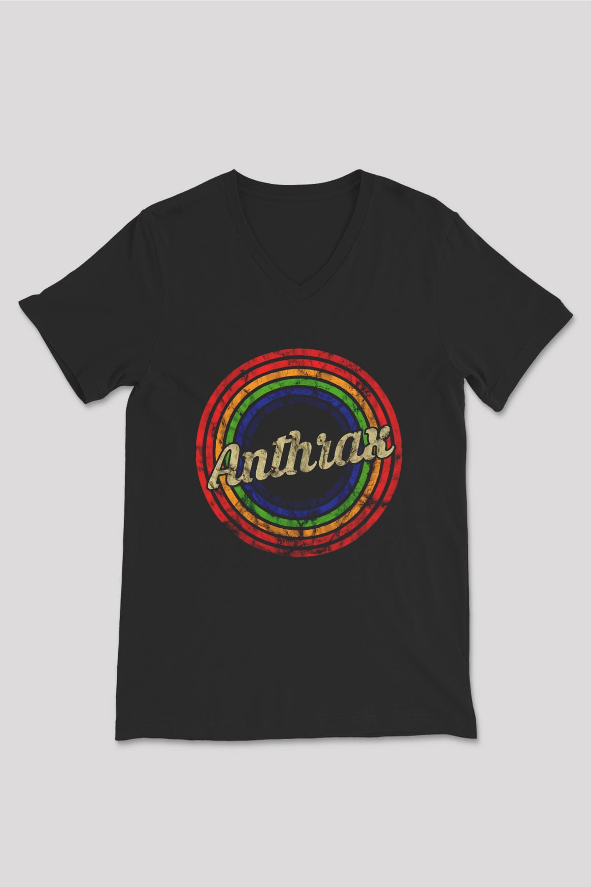 Anthrax Siyah Unisex V Yaka Tişört