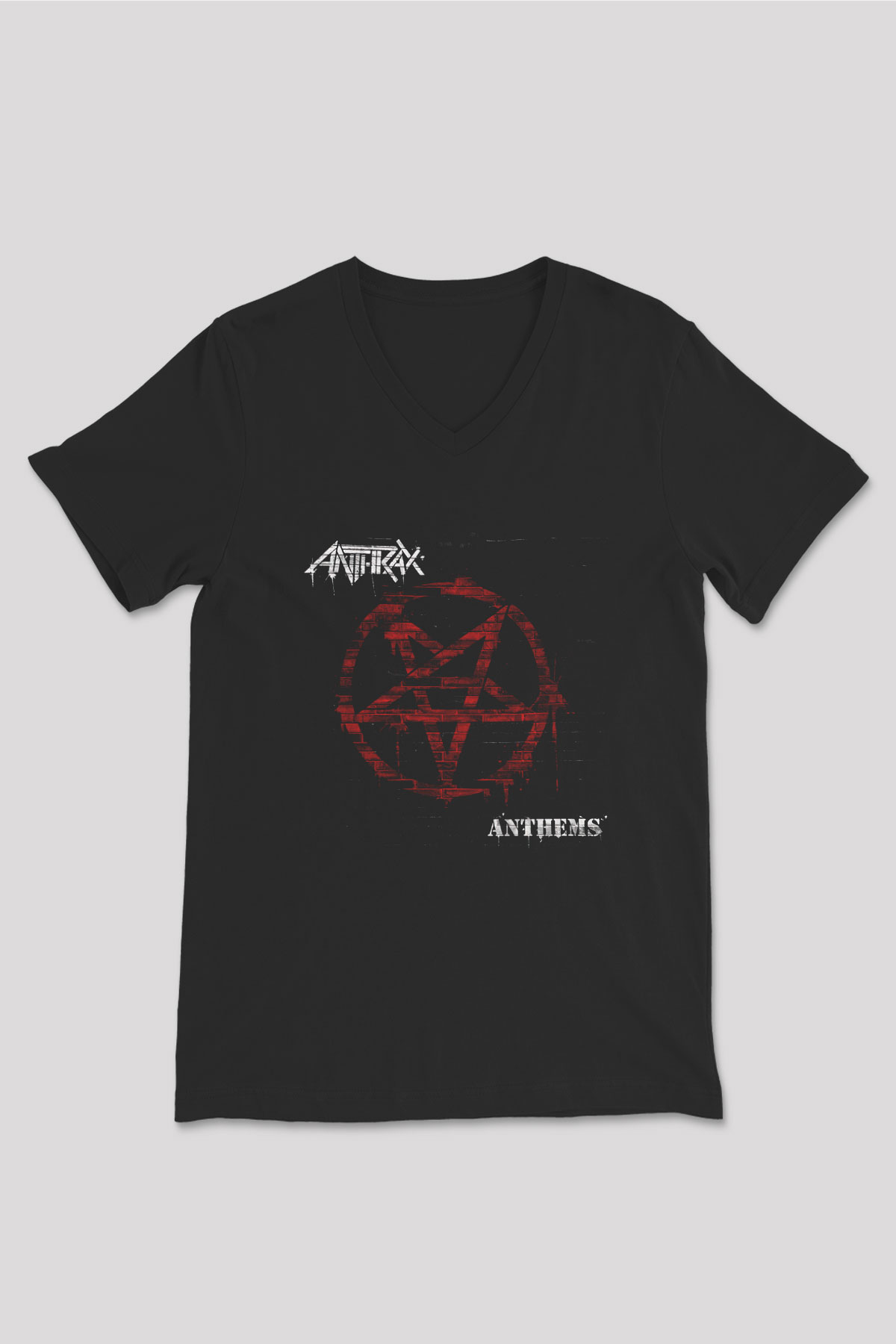 Anthrax Siyah Unisex V Yaka Tişört
