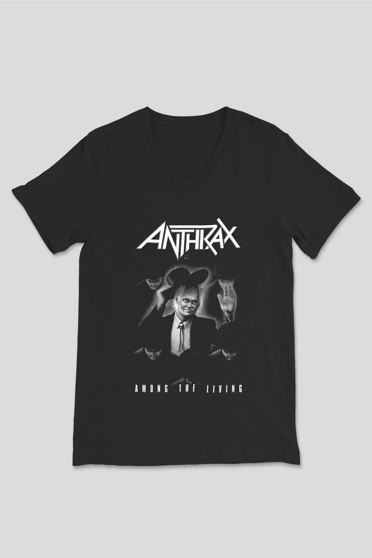 Anthrax Siyah Unisex V Yaka Tişört