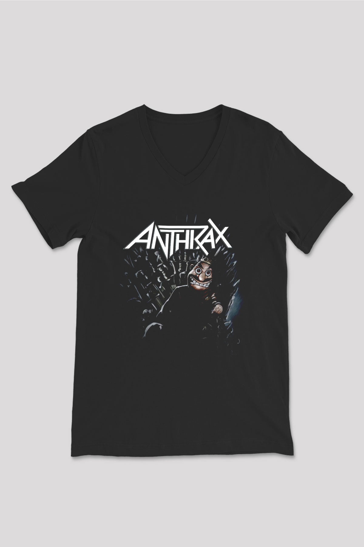 Anthrax Siyah Unisex V Yaka Tişört