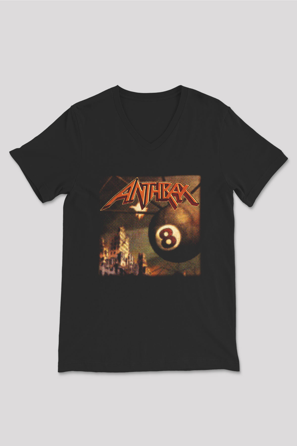Anthrax Siyah Unisex V Yaka Tişört T-Shirt