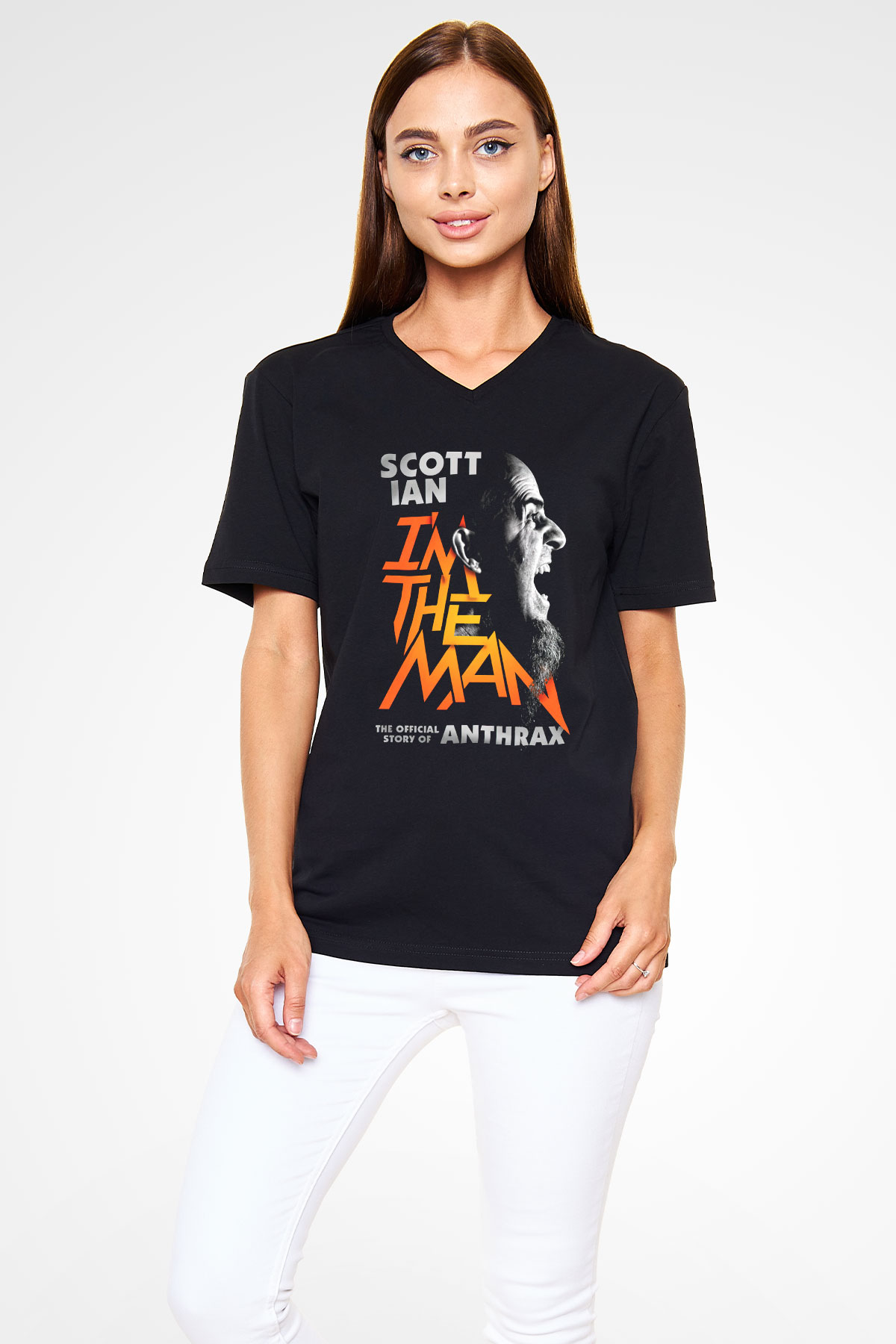 Anthrax Siyah Unisex V Yaka Tişört T-Shirt