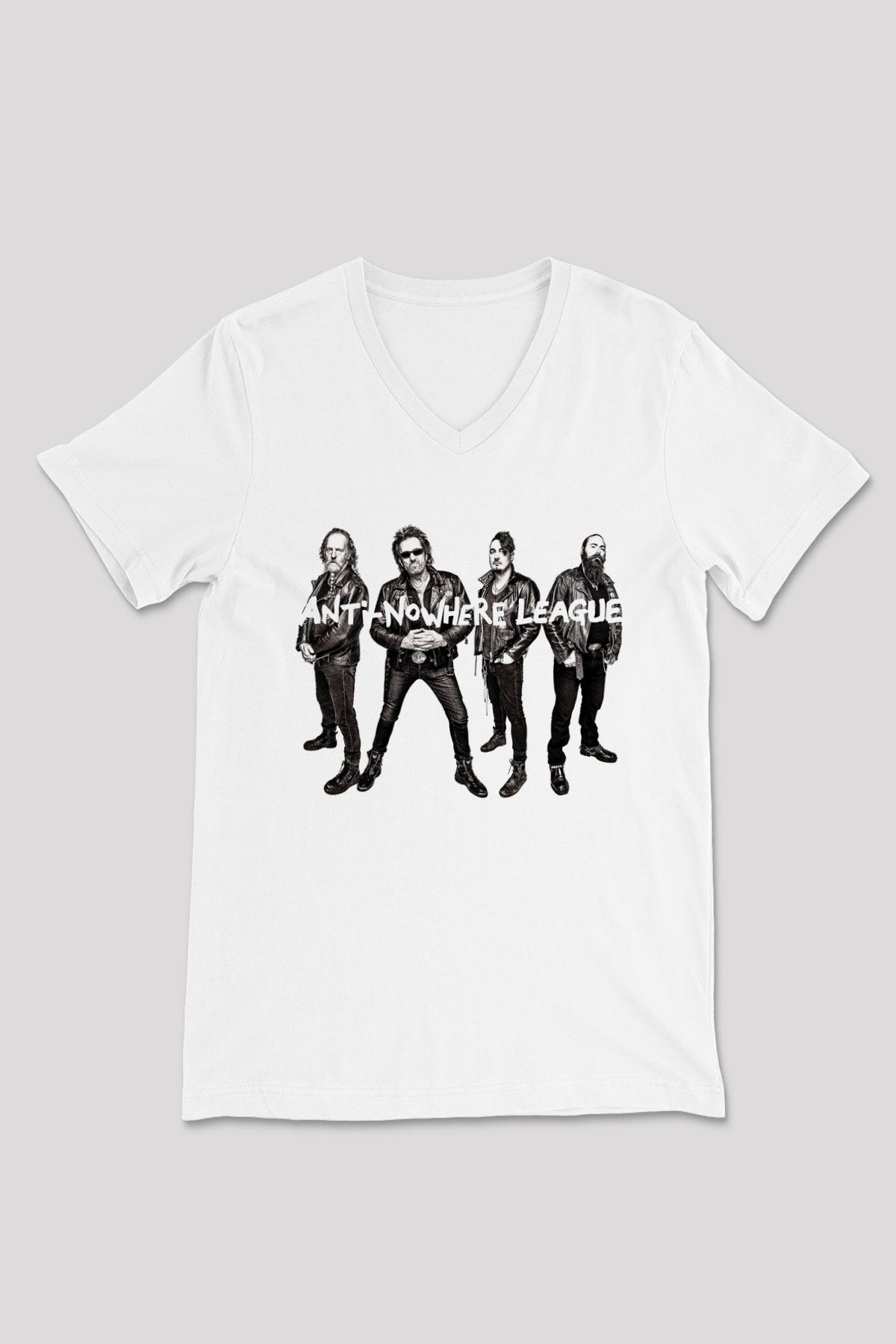 Anti-Nowhere League Beyaz Unisex V Yaka Tişört