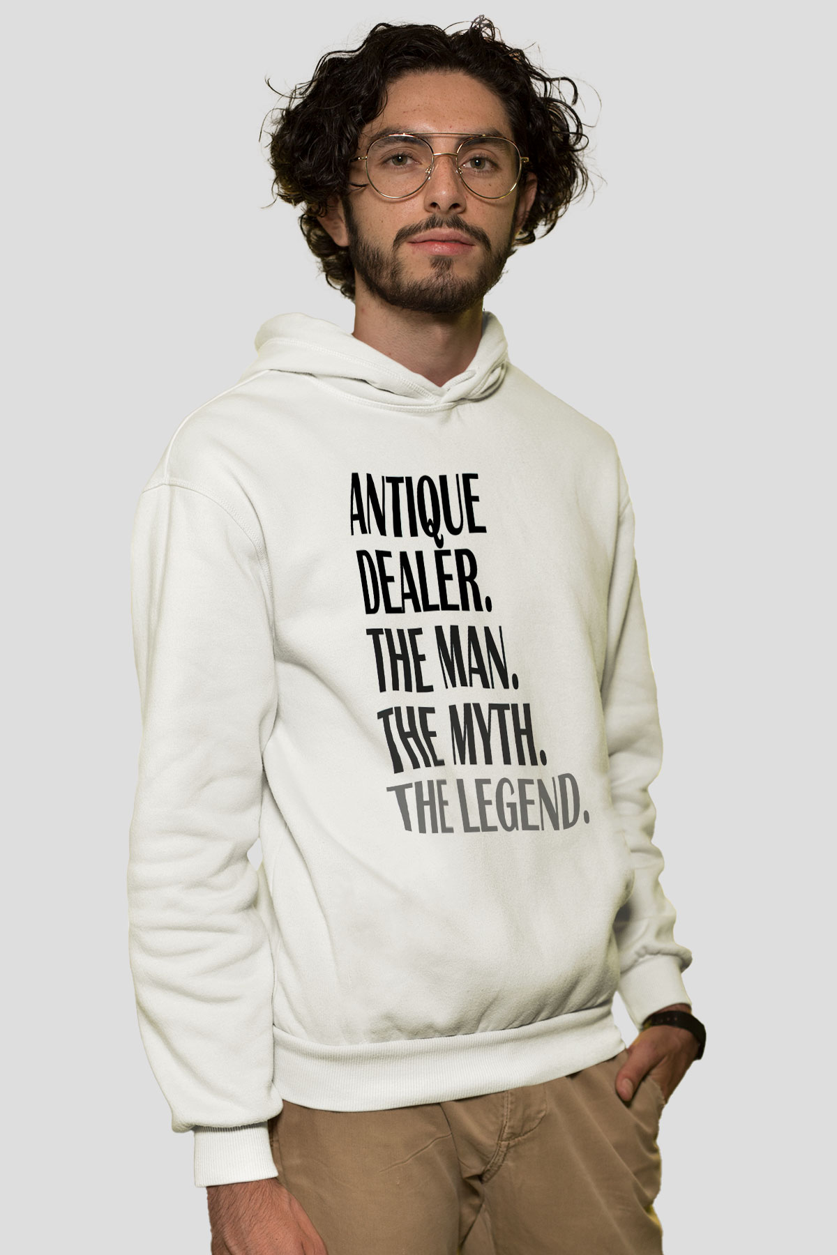 Antika satıcısı Beyaz Unisex Kapüşonlu Sweatshirt