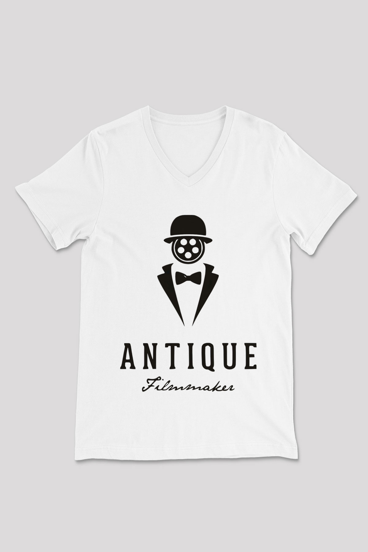 Antika satıcısı Beyaz Unisex V Yaka Tişört