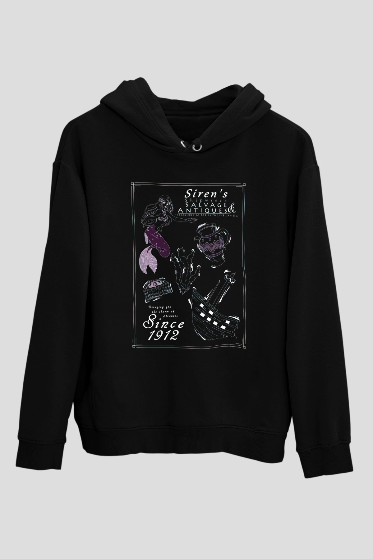 Antika satıcısı Siyah Unisex Kapüşonlu Sweatshirt