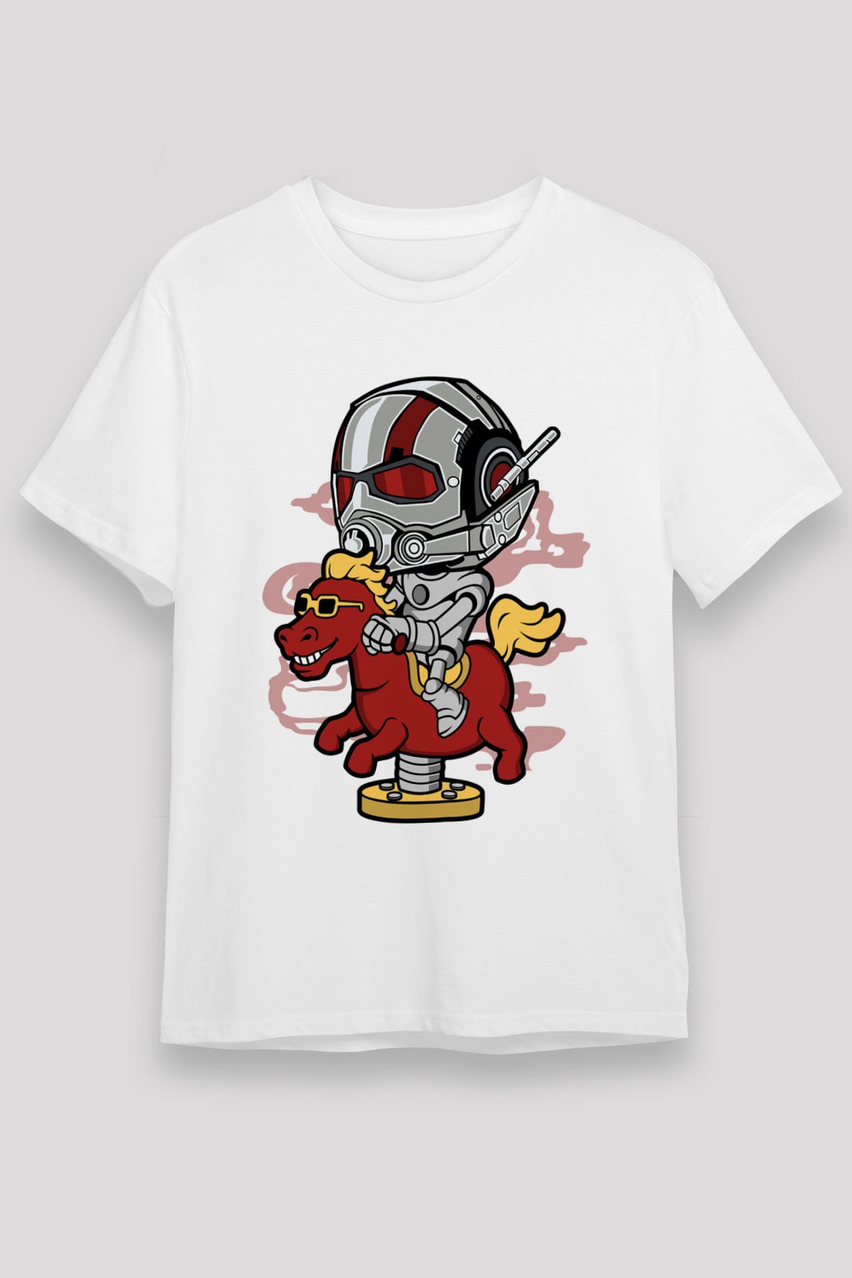 Antman Riding Horse Baskılı Unisex Beyaz Tişört