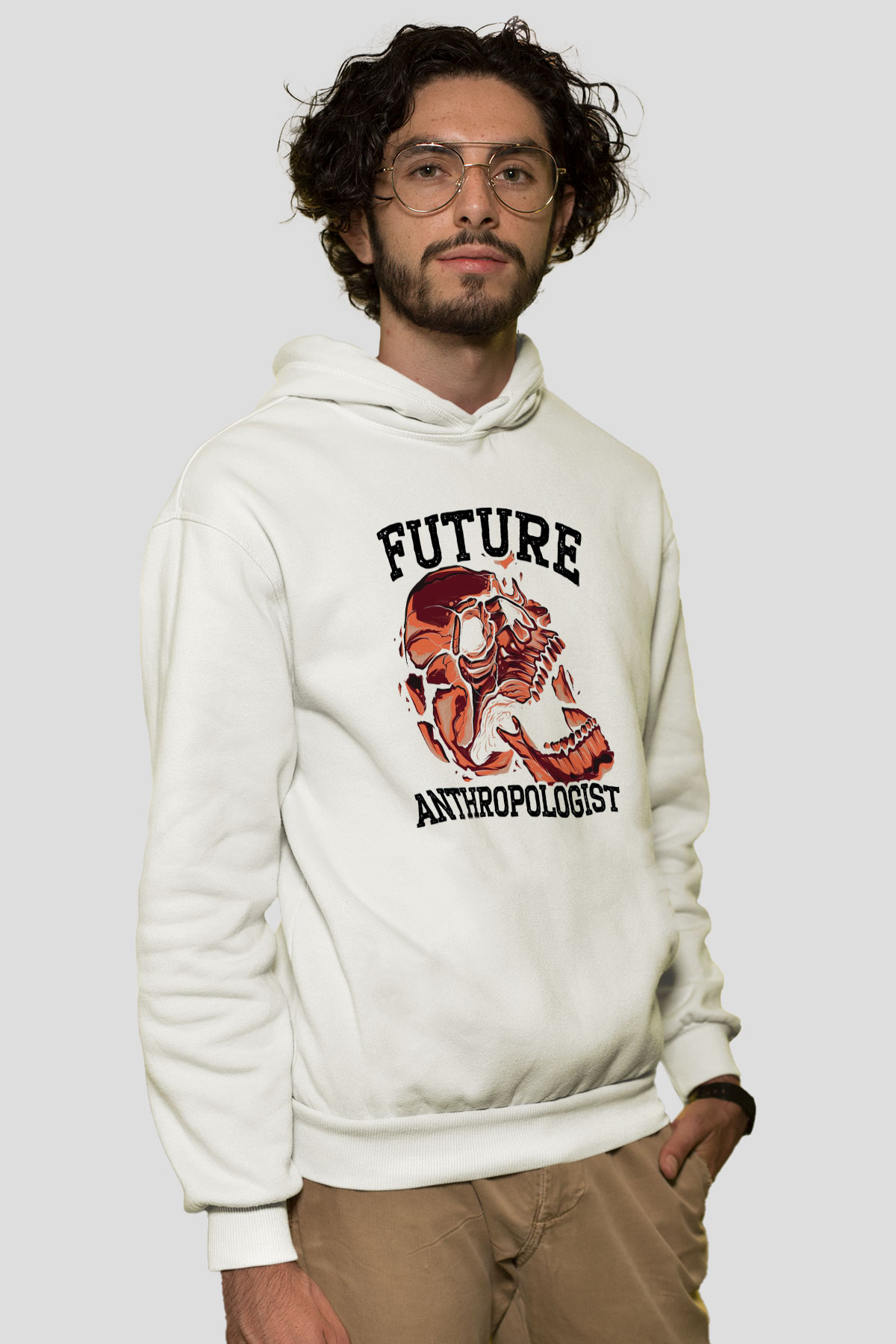 Antropolog Beyaz Unisex Kapüşonlu Sweatshirt