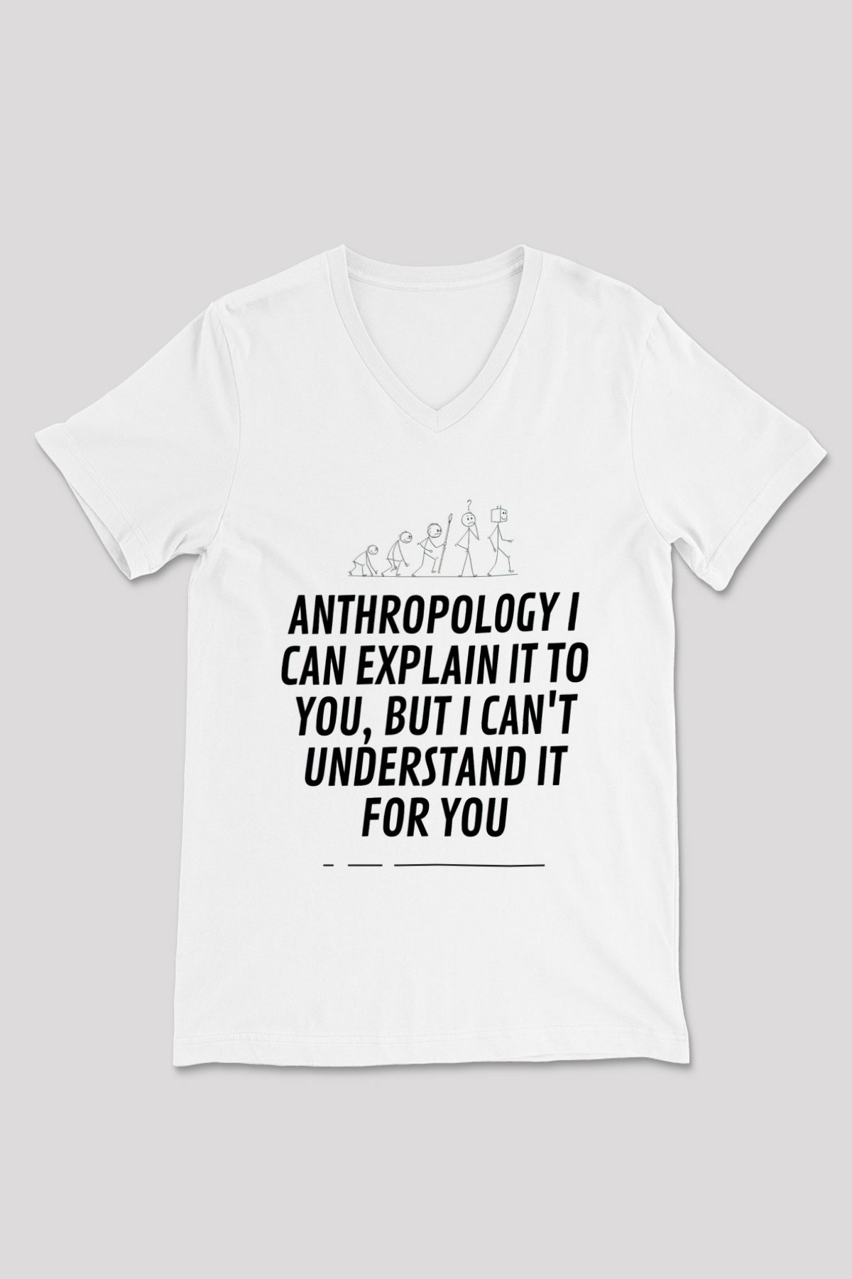 Antropolog Beyaz Unisex V Yaka Tişört