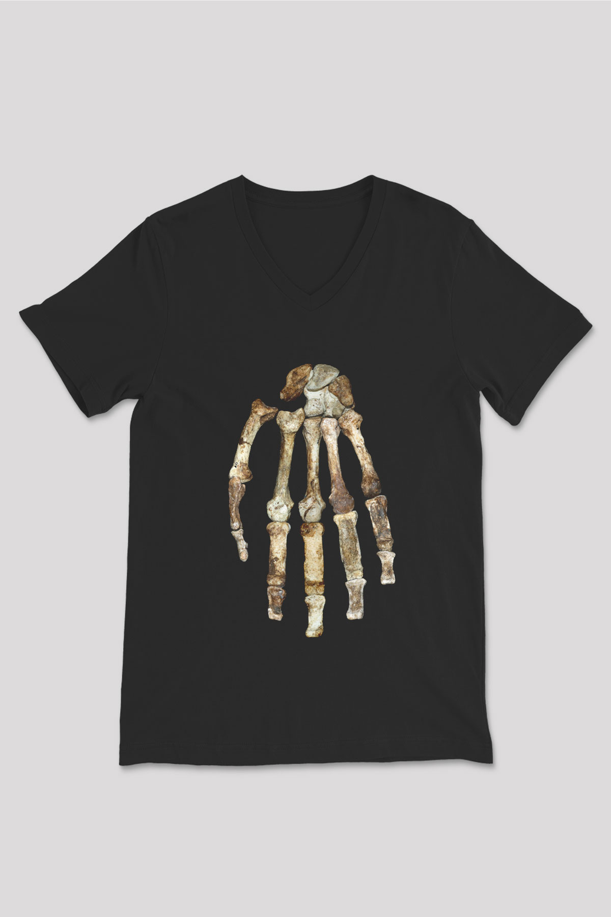 Antropolog Siyah Unisex V Yaka Tişört T-Shirt
