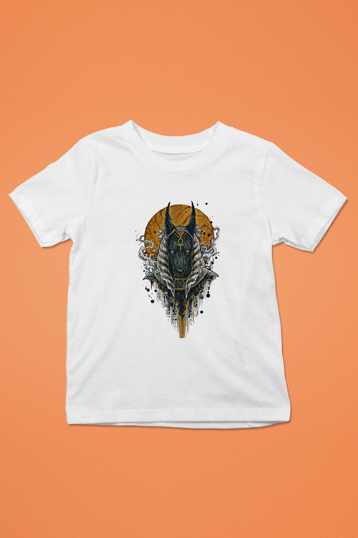 Anubis Baskılı Beyaz Unisex Beyaz Çocuk Tişört - Tshirt