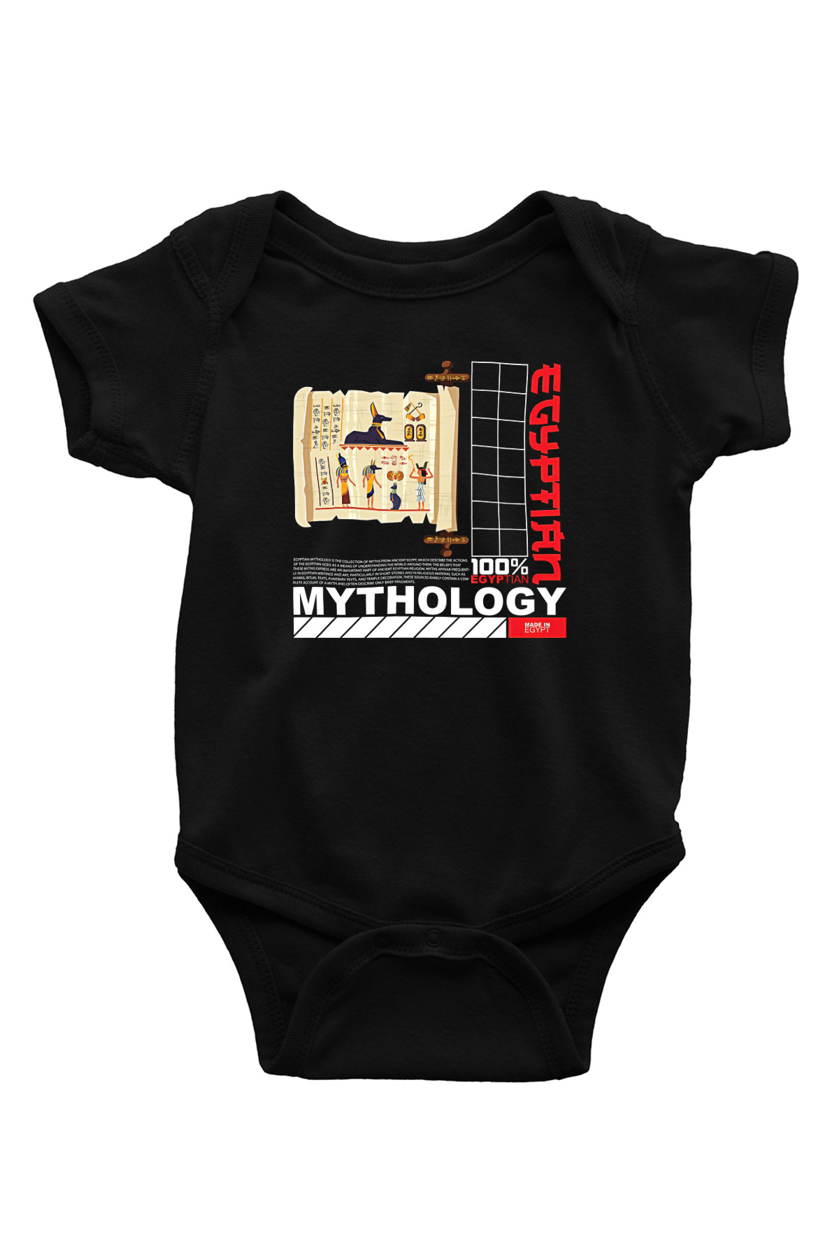 Anubis Baskılı Unisex Siyah Bebek Body - Zıbın