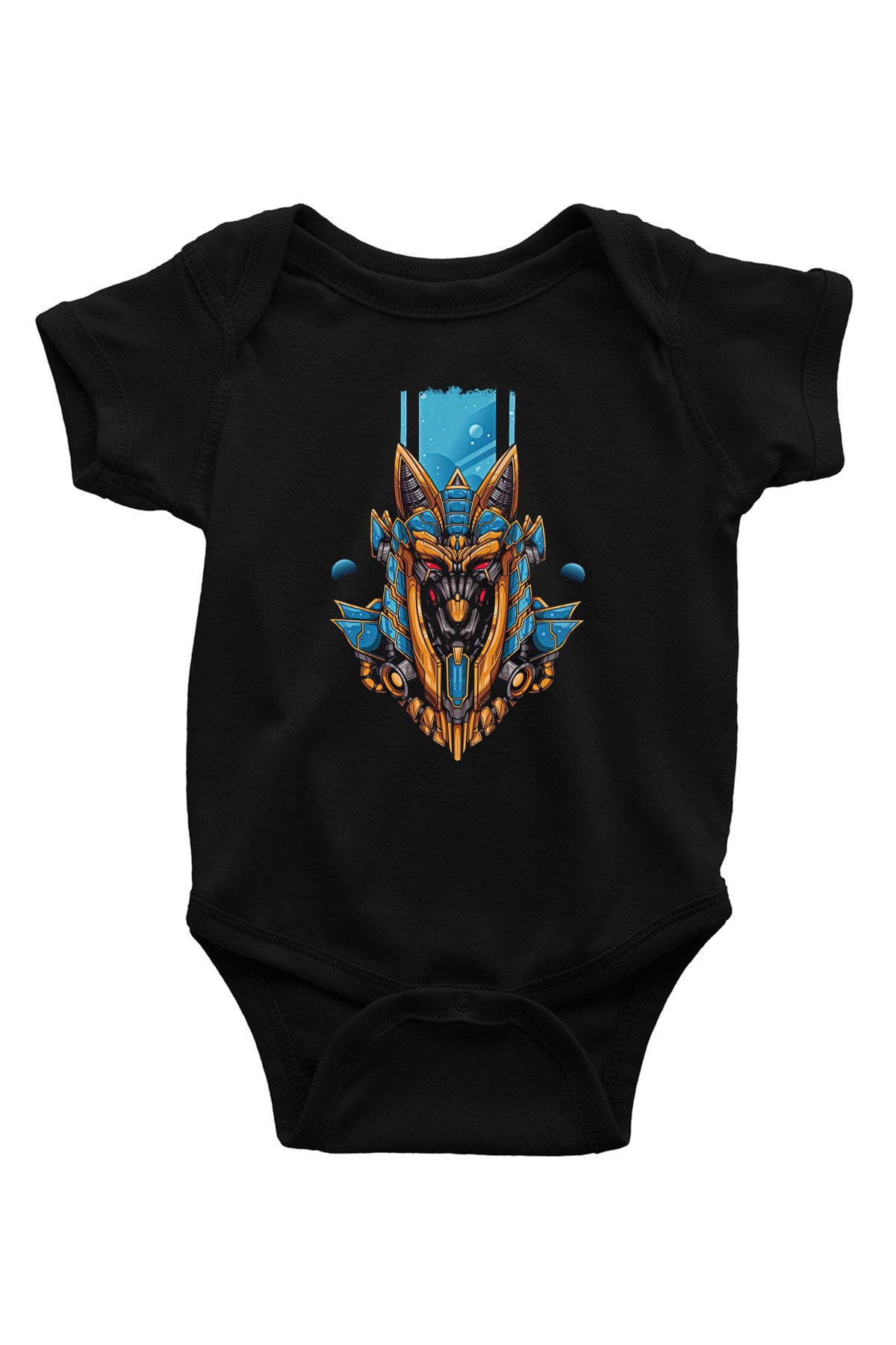 Anubis Baskılı Unisex Siyah Bebek Body - Zıbın