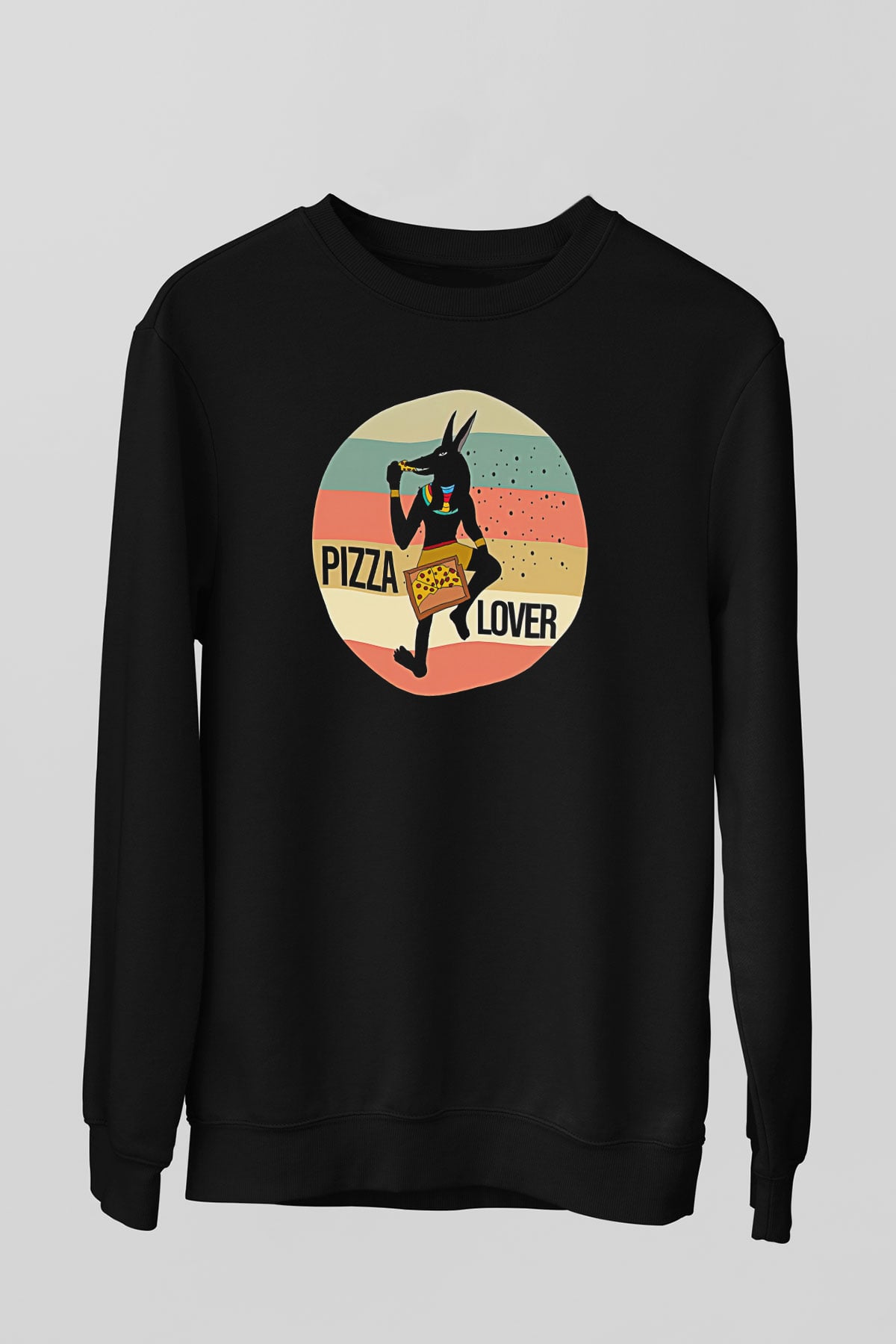 Anubis Baskılı Unisex Siyah Sweatshirt
