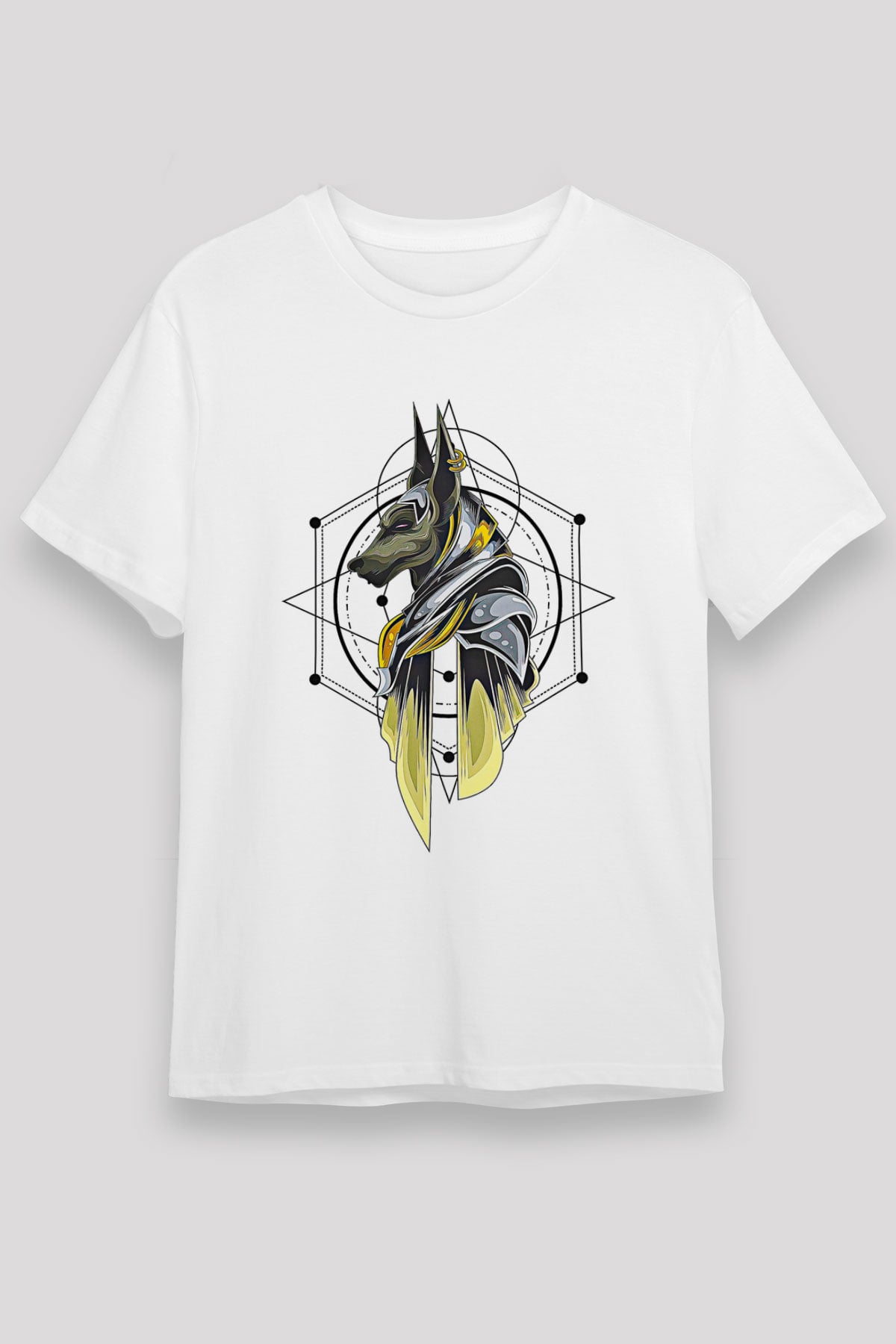 Anubis Unisex Baskılı Beyaz Tişört - Tshirt