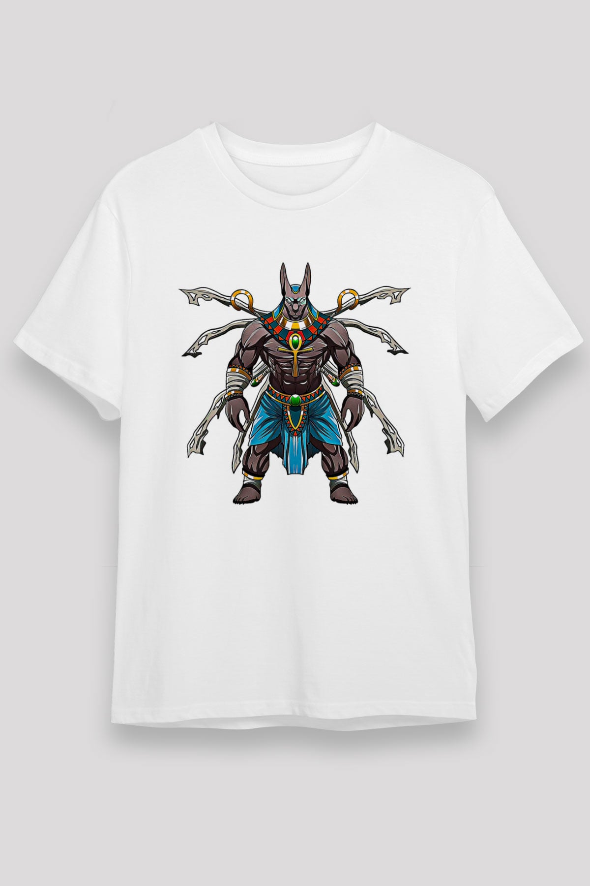 Anubis Unisex Baskılı Beyaz Tişört - Tshirt
