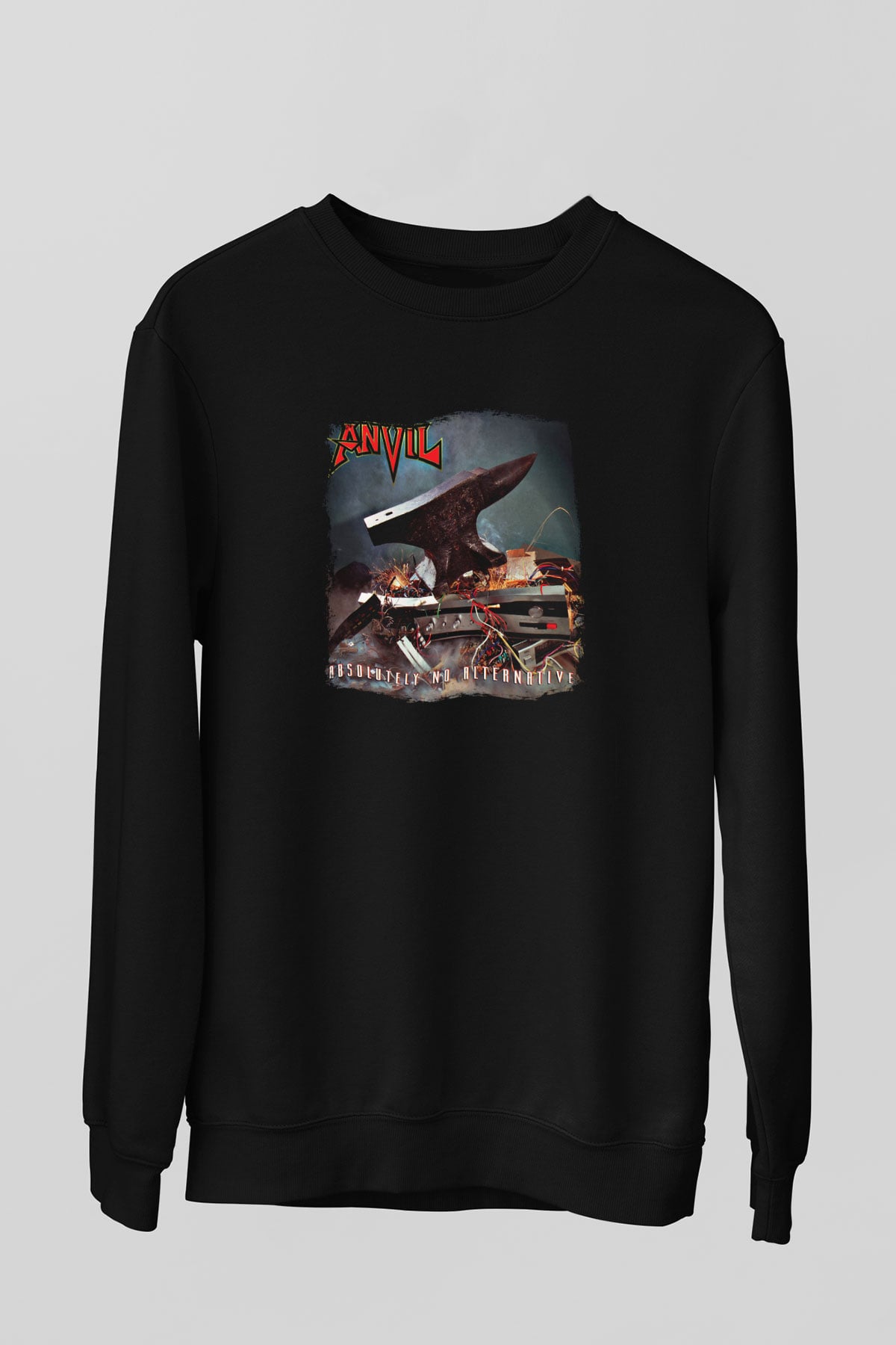 Anvil Baskılı Unisex Siyah Sweatshirt