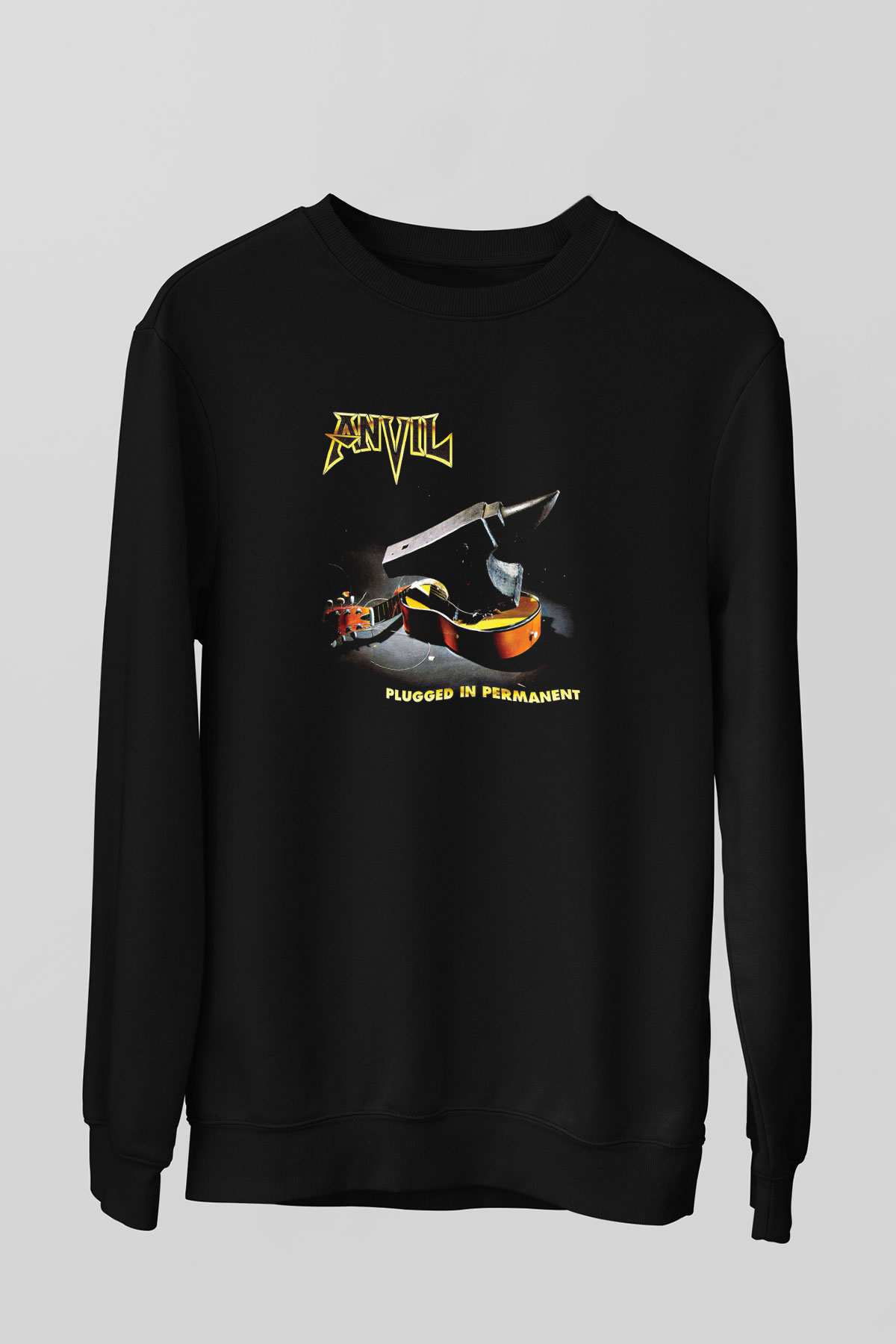 Anvil Baskılı Unisex Siyah Sweatshirt