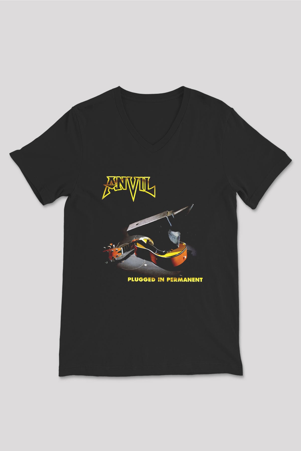 Anvil Siyah Unisex V Yaka Tişört