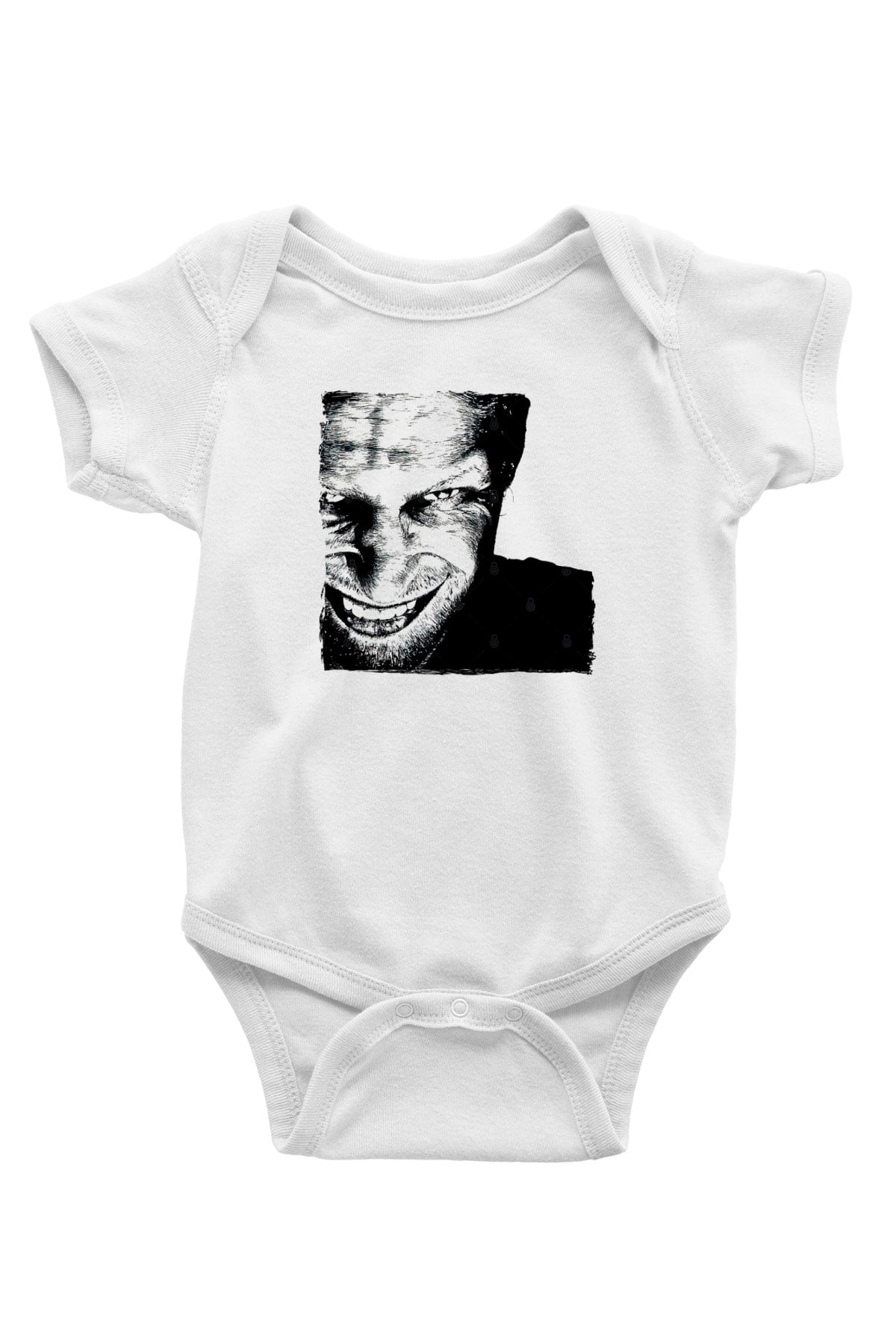 Aphex Twin Baskılı Beyaz Unisex Bebek Body - Zıbın