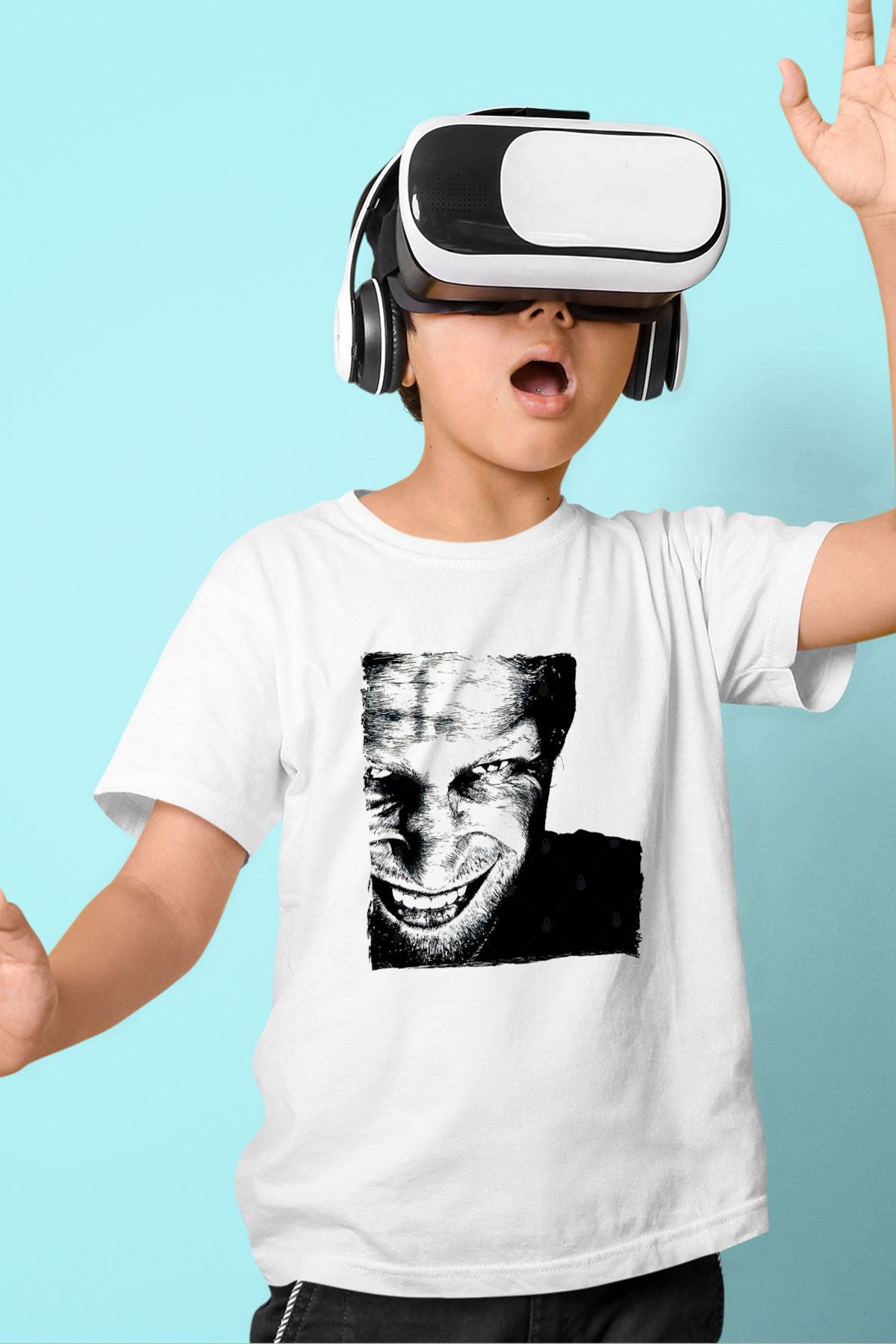 Aphex Twin Baskılı Beyaz Unisex Beyaz Çocuk Tişört - Tshirt