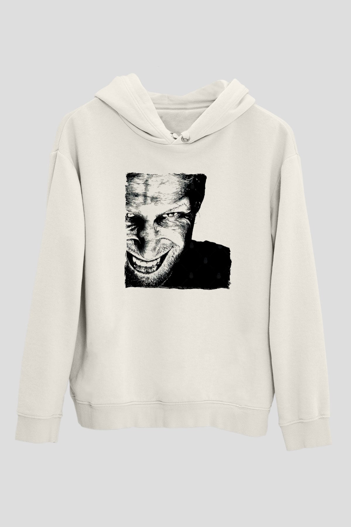 Aphex Twin Baskılı Beyaz Unisex Kapüşonlu Sweatshirt