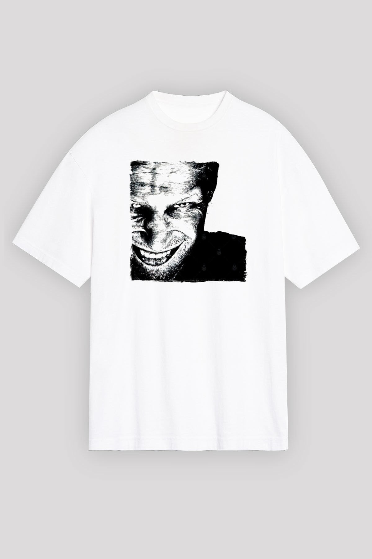 Aphex Twin Baskılı Beyaz Unisex Oversize Tişört - Tshirt