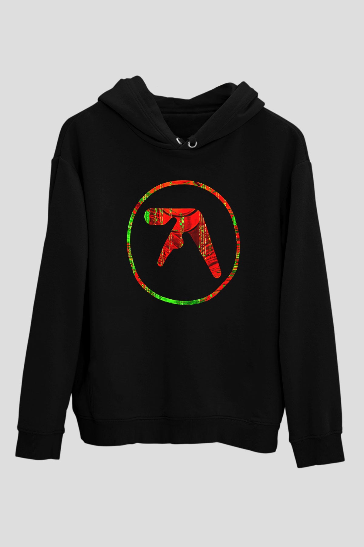 Aphex Twin Baskılı Unisex Siyah Kapüşonlu Sweatshirt