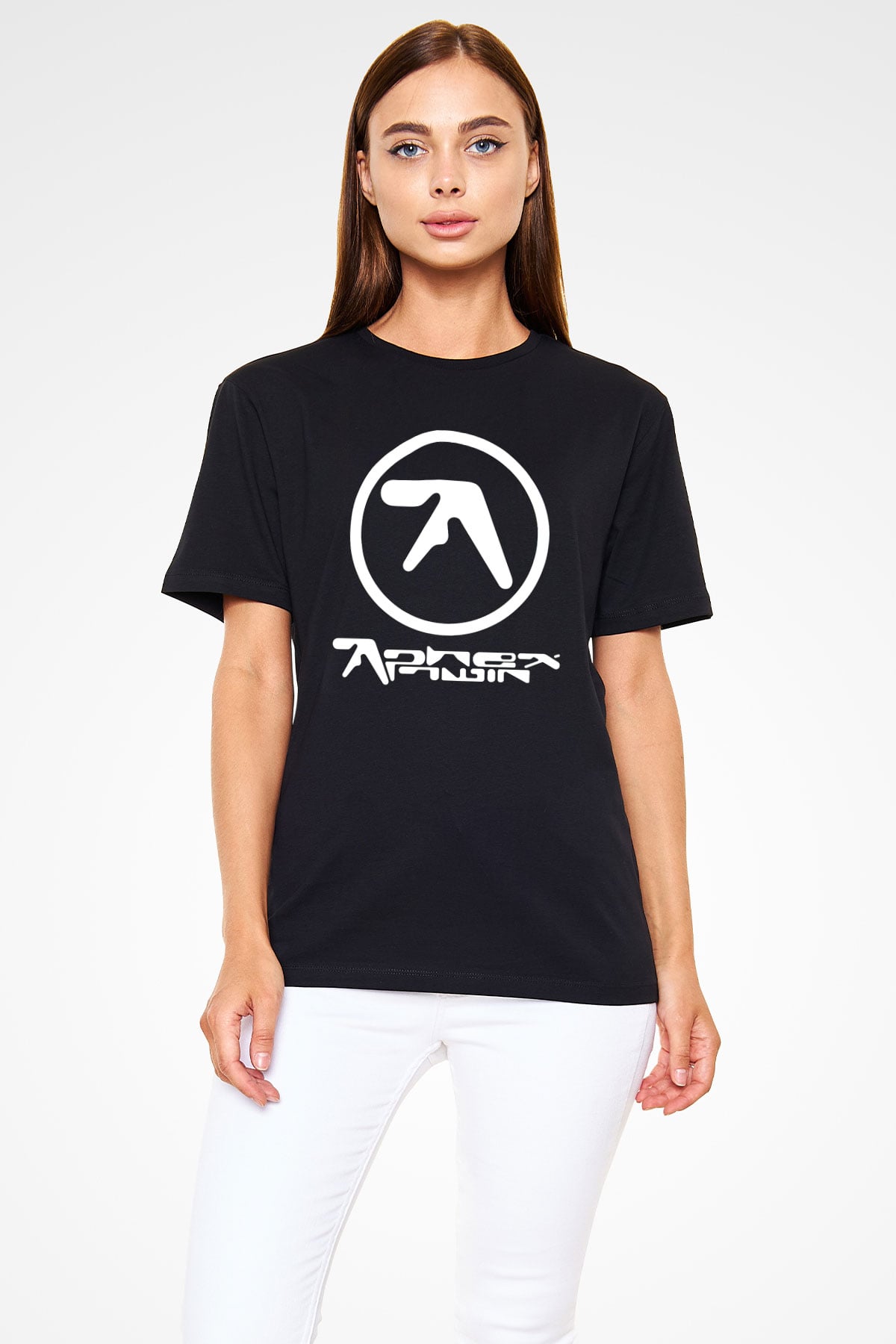 Aphex Twin Baskılı Unisex Siyah Tişört - Tshirt