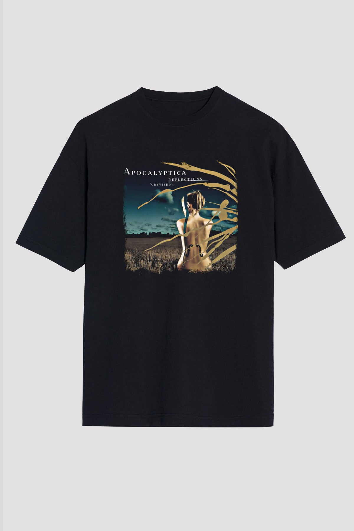 Apocalyptica Baskılı Unisex Siyah Oversize Tişört