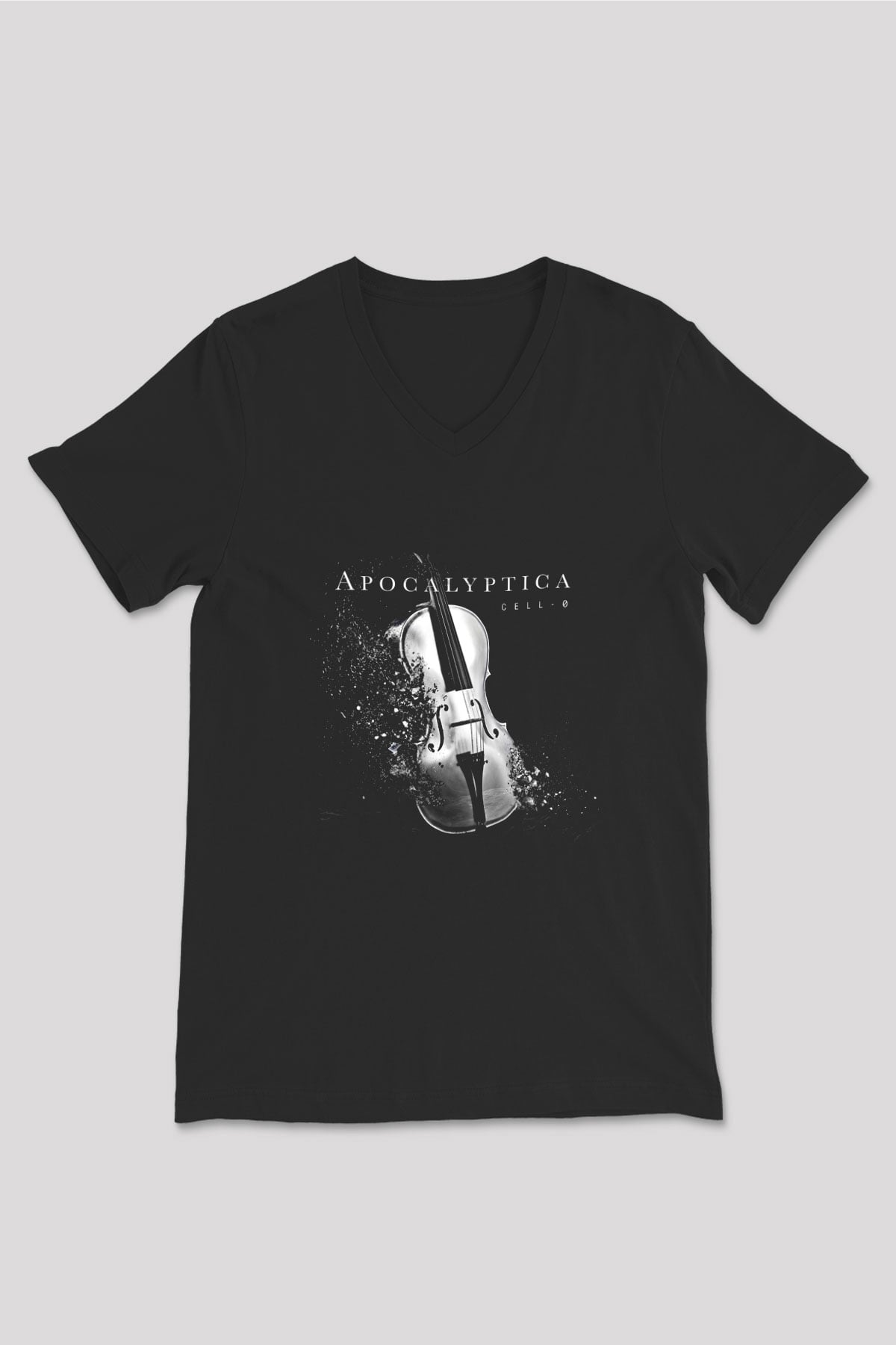 Apocalyptica Baskılı Unisex Siyah V Yaka Tişört